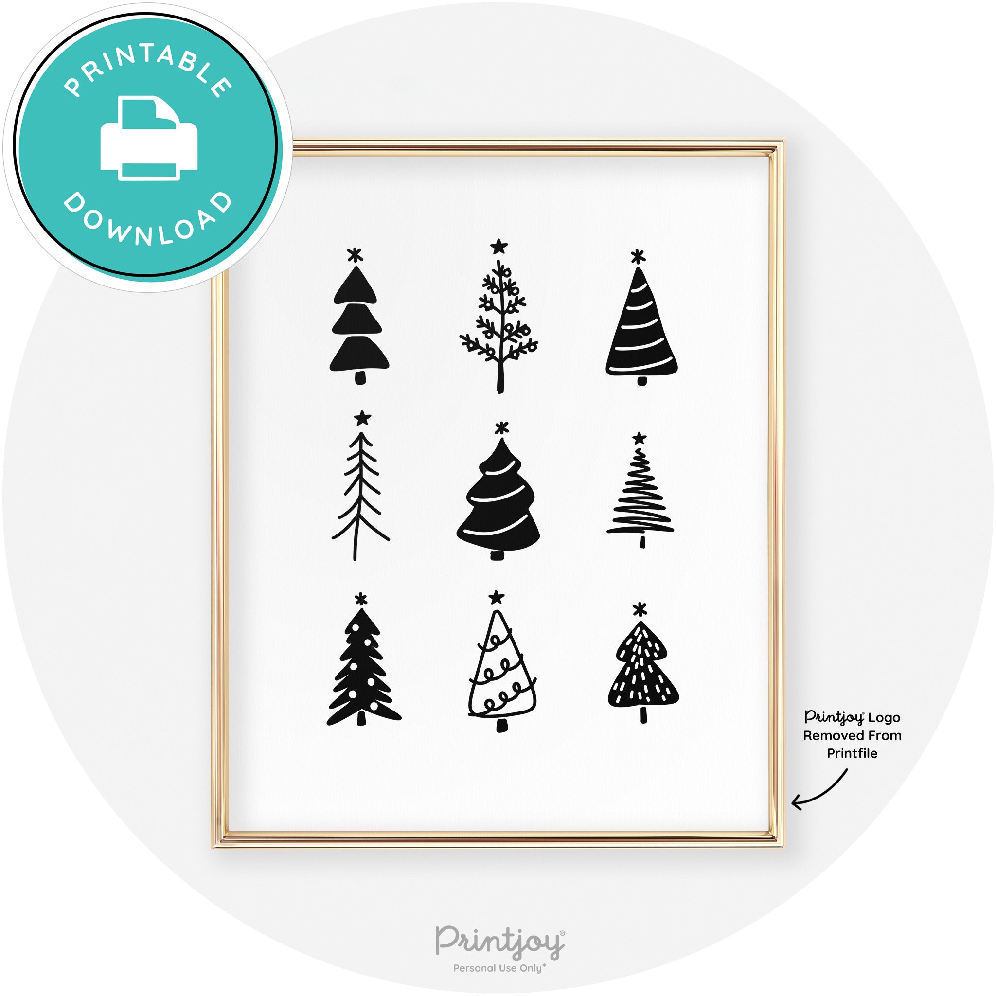 Christmas Trees Cute Modern Chic Wall Art Decor Free Printable - Printjoy