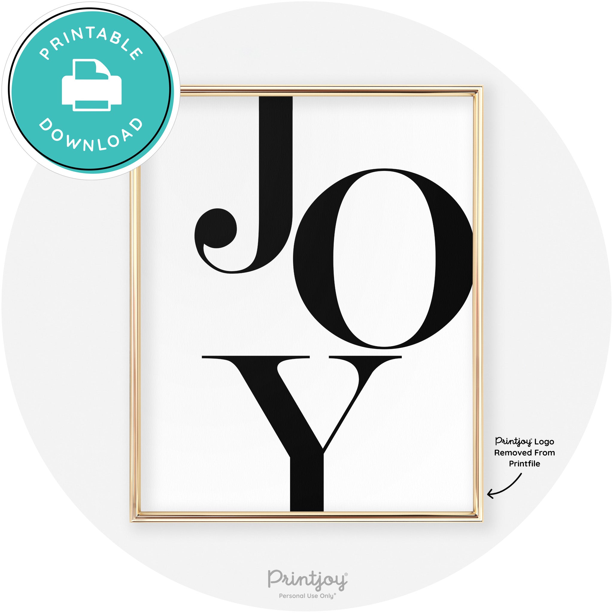 Joy Typography Cute Simple Modern Wall Art Decor Free Printable - Printjoy