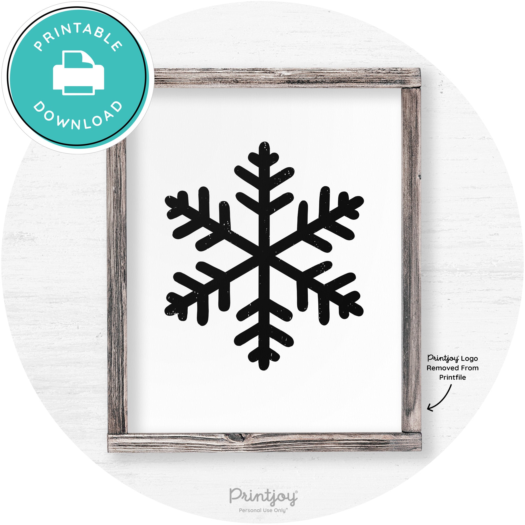 Snowflake Silhouette Winter Farmhouse Wall Art Decor Free Printable - Printjoy