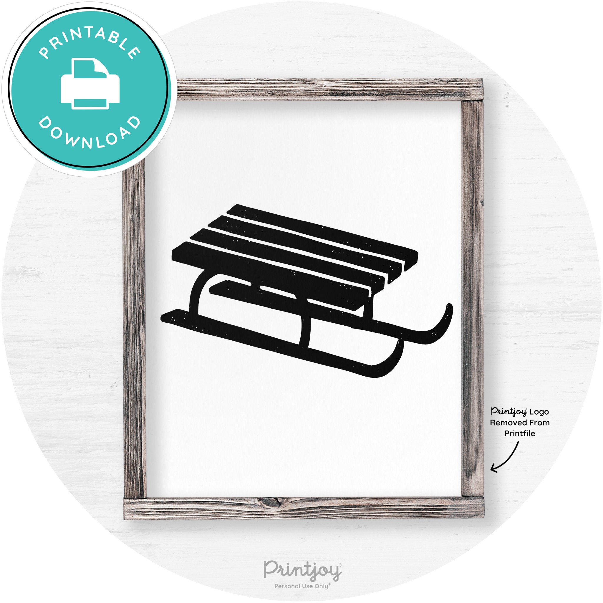 Winter Old Fashioned Sled Rustic Farmhouse Wall Art Free Printable - Printjoy