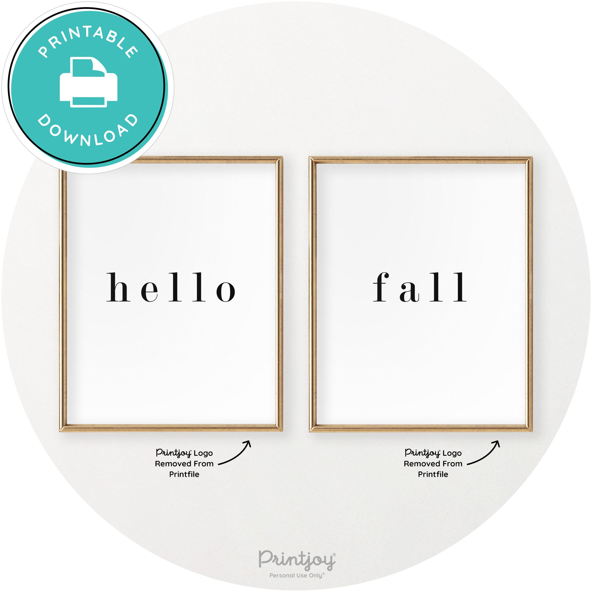 Hello Fall Set Of 2 Simple Modern Chic Wall Art Decor Free Printable - Printjoy