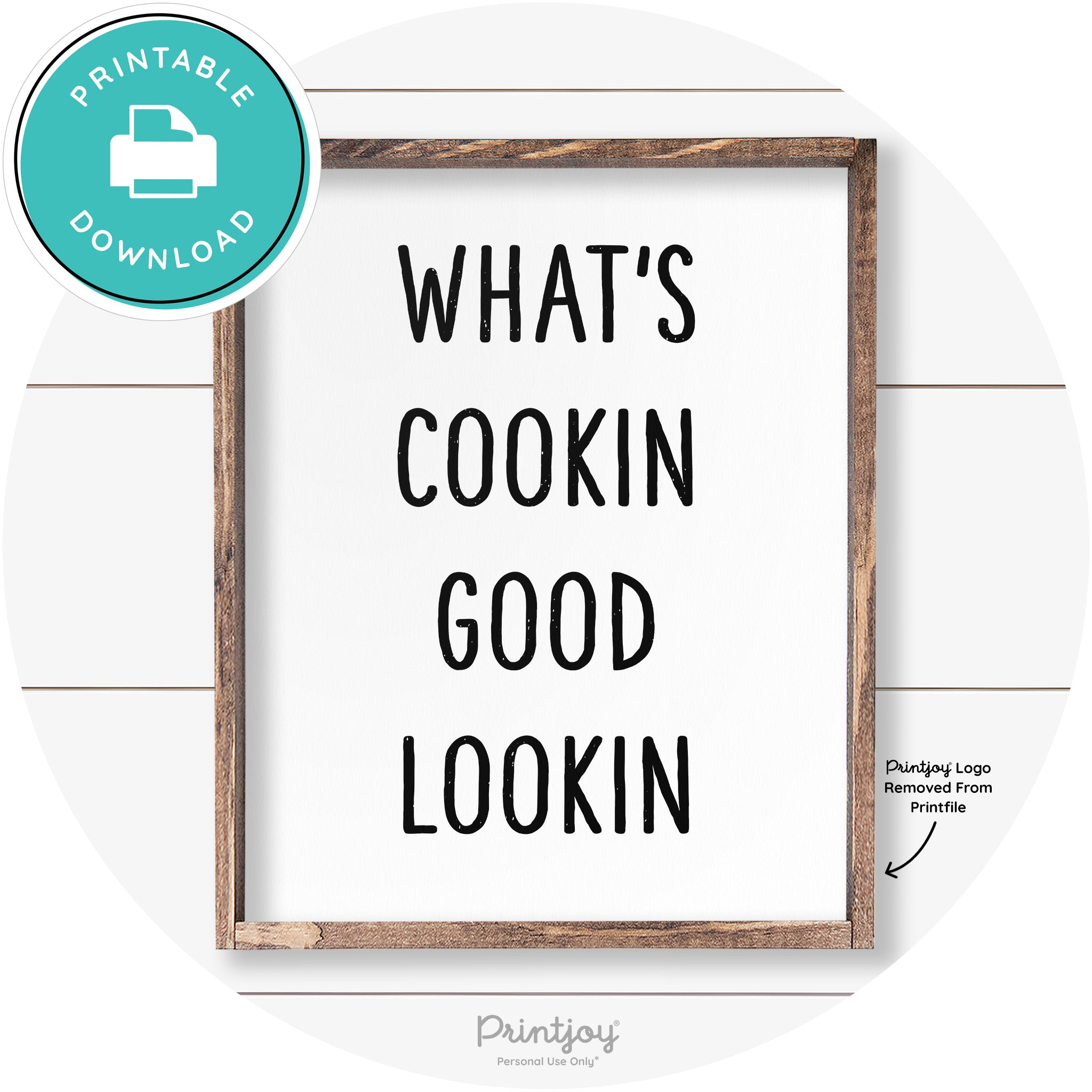 What's Cookin Good Lookin Farmhouse Kitchen Wall Art Free Printable - Printjoy