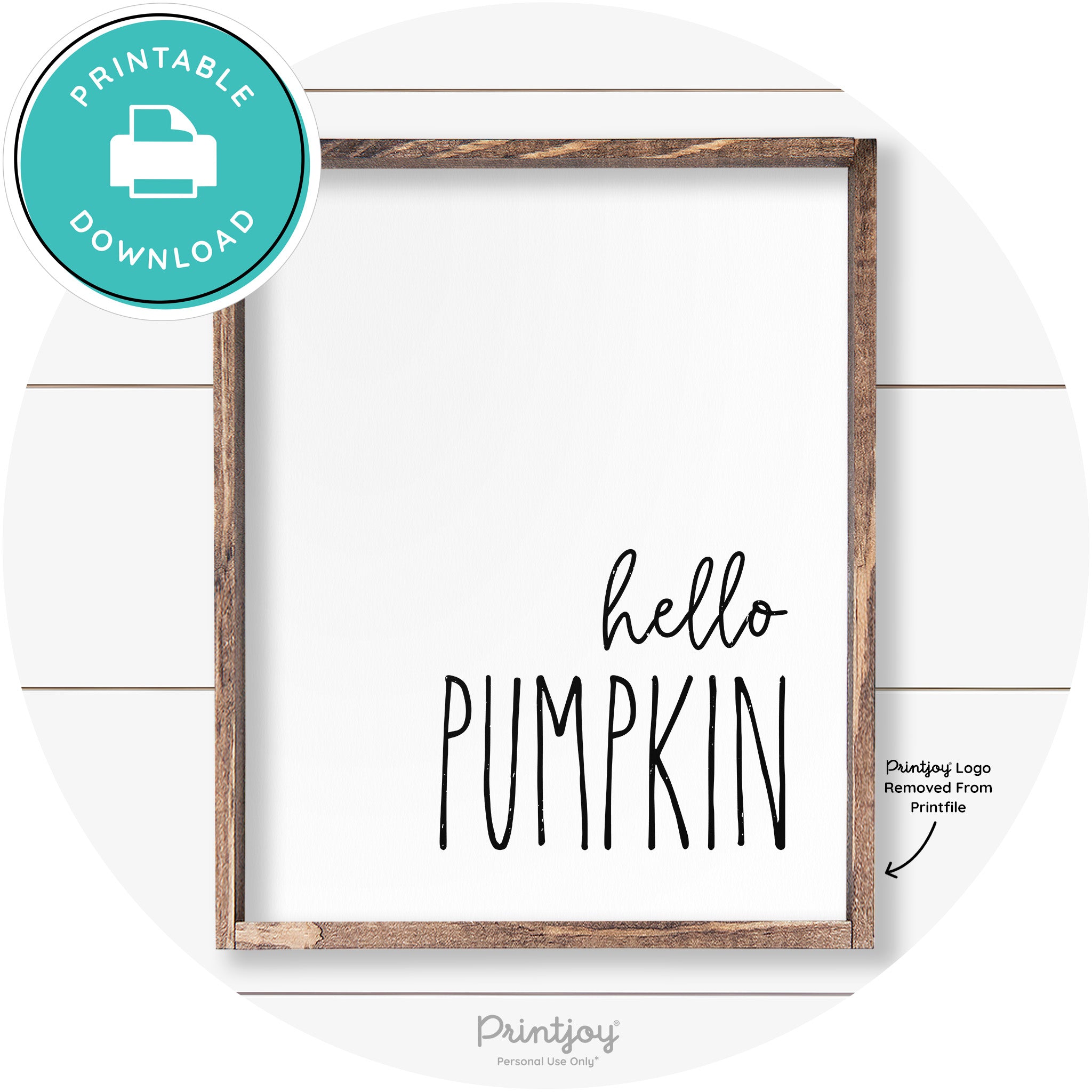 Hello Pumpkin Cute Fun Simple Farmhouse Wall Art Free Printable - Printjoy
