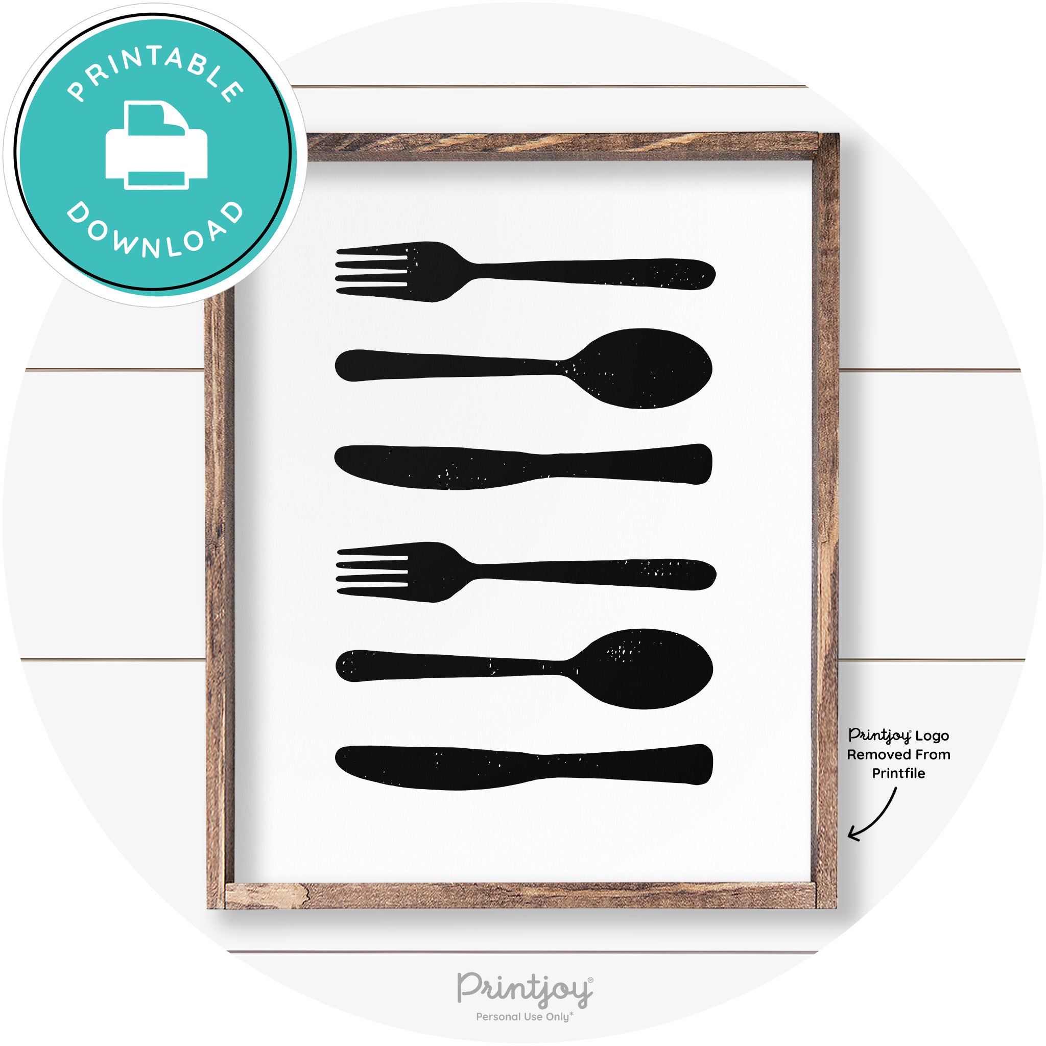 Fork Spoon Knife Pattern Farmhouse Kitchen Wall Art Free Printable