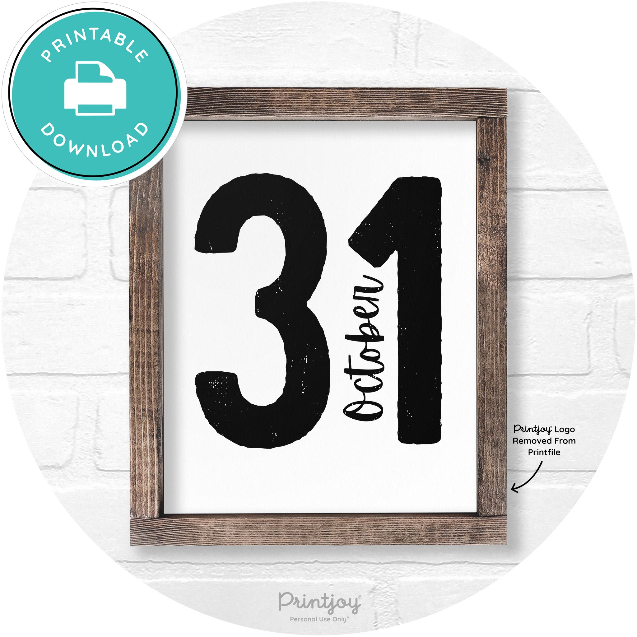 October 31 Halloween Rustic Farmhouse Wall Art Free Printable - Printjoy