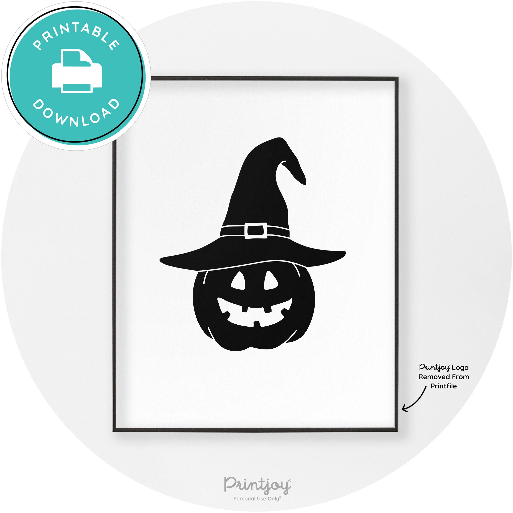 Halloween Cute Witch Jack O Lantern Chic Wall Art Printable - Printjoy