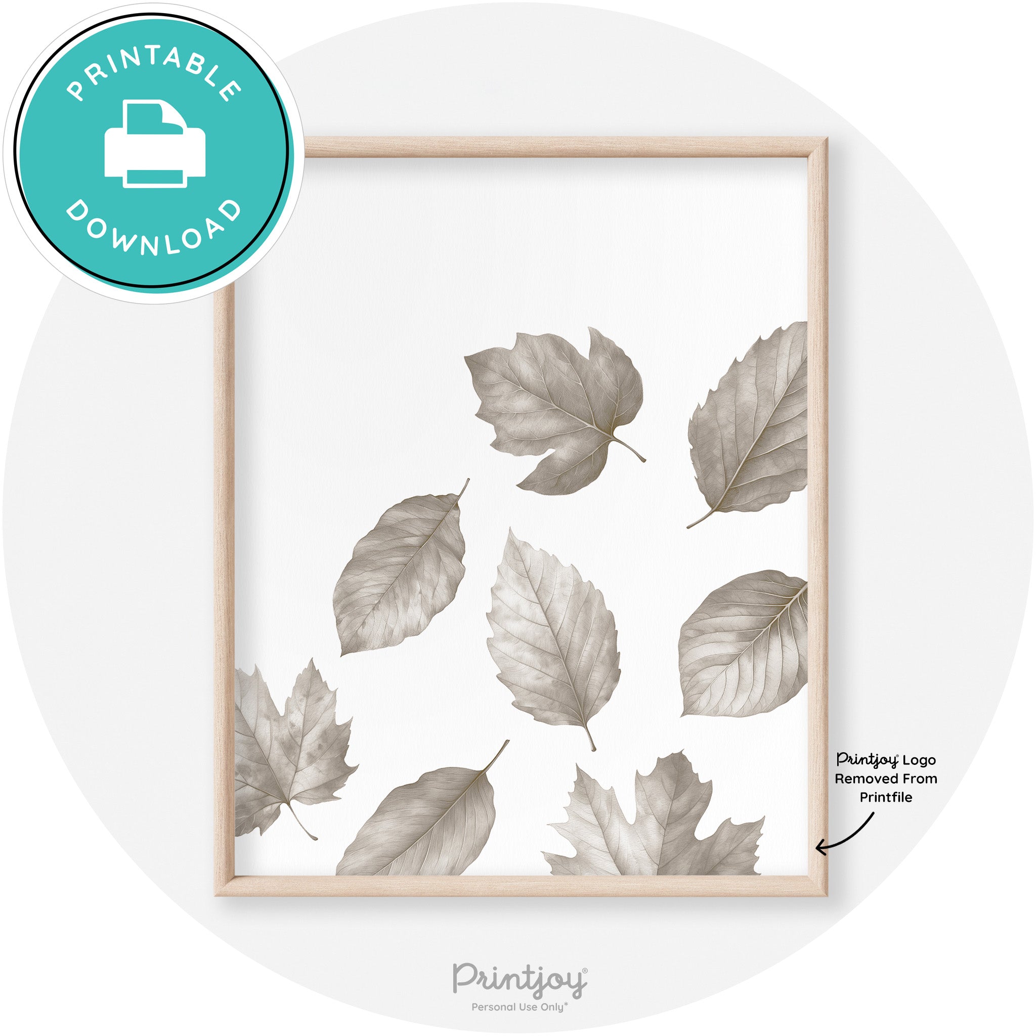 Fall Leaves Neutral Watercolor Transitional Wall Art Free Printable