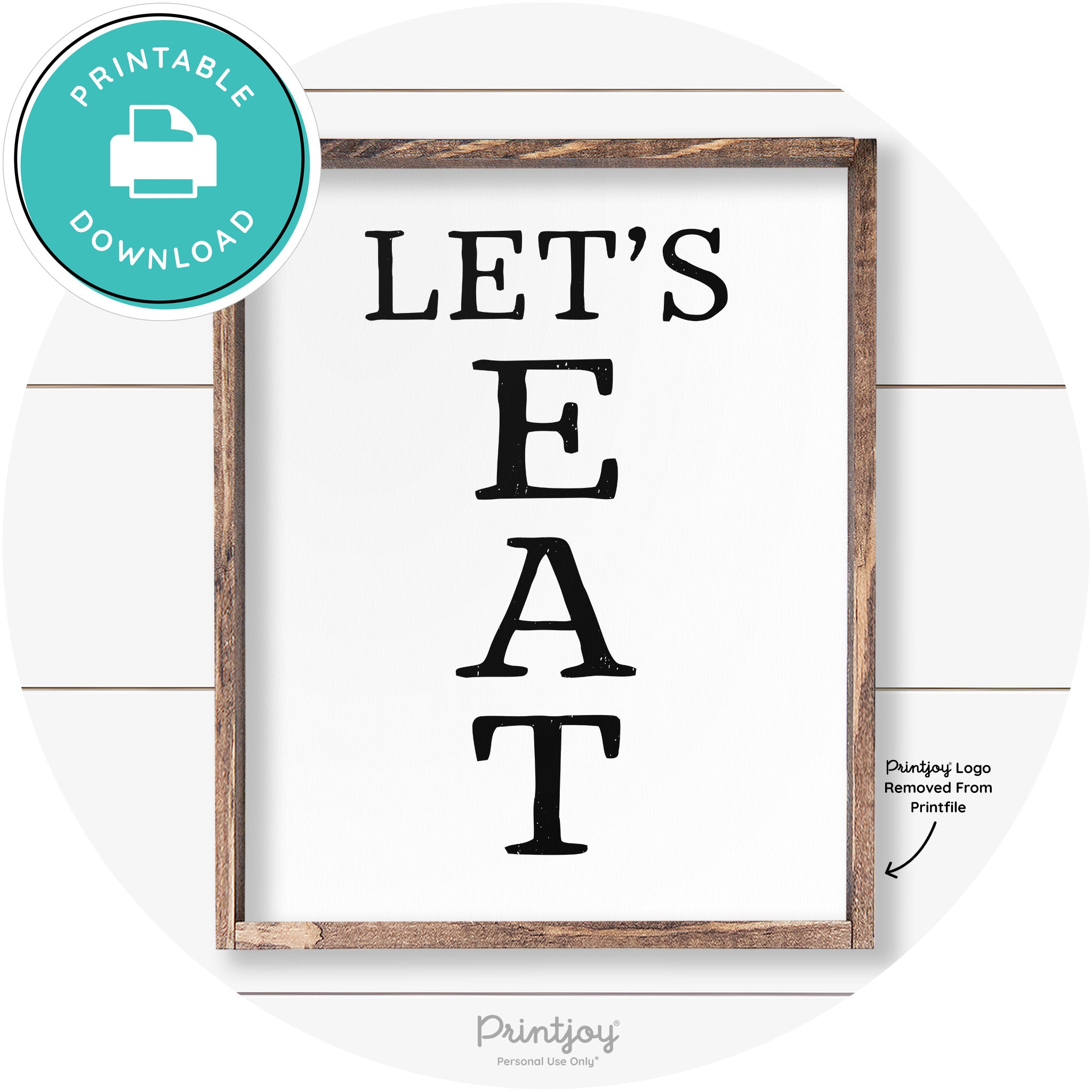 Let's Eat Kitchen Sign Rustic Farmhouse Wall Art Decor Free Printable