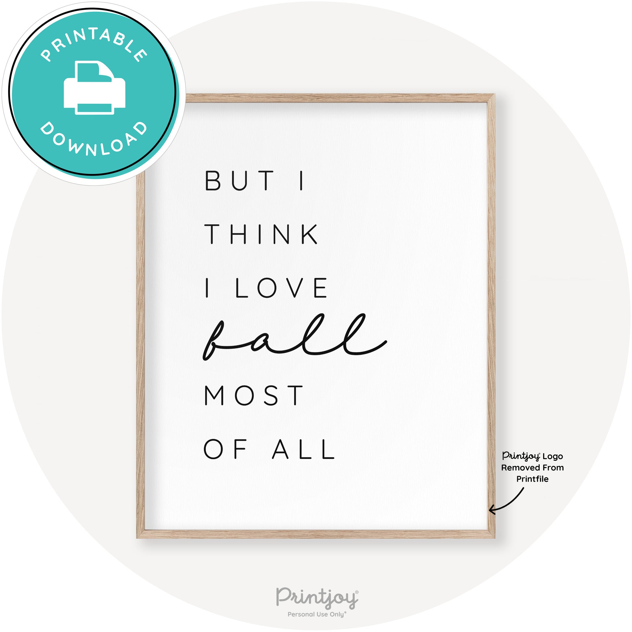 Love Fall Most Of All Cute Modern Chic Decor Wall Art Printable - Printjoy