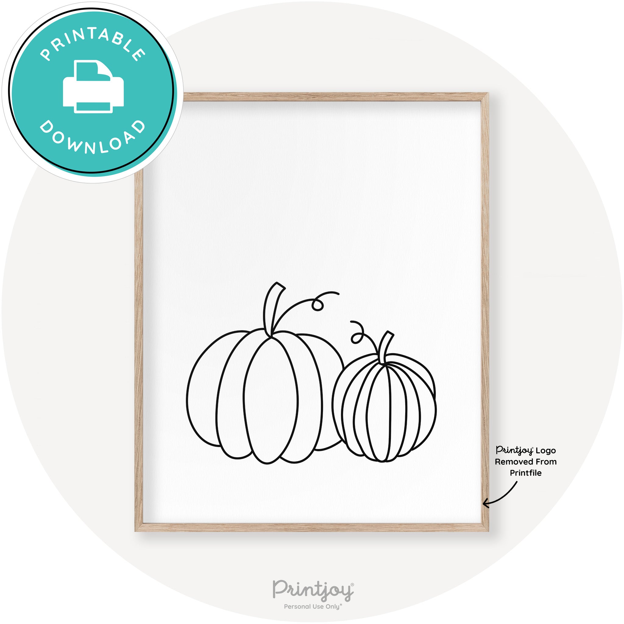 Pumpkin Pair Line Art Cute Fall Modern Chic Wall Art Printable - Printjoy