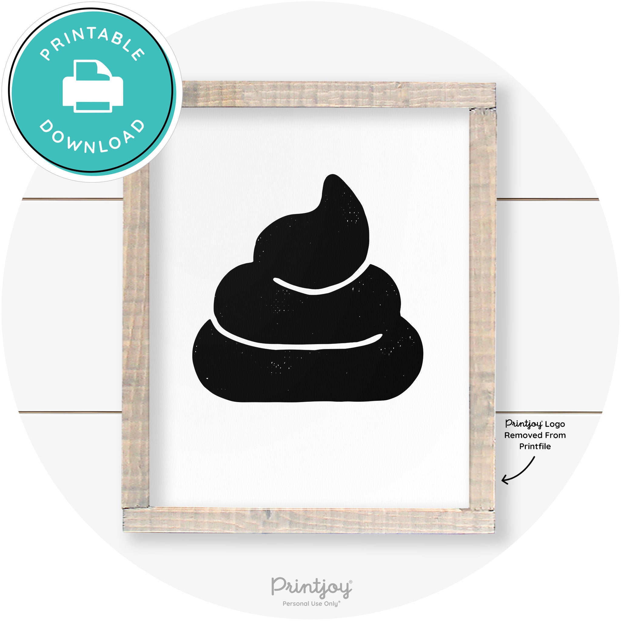 Poop Emoji Silhouette Funny Bathroom Sign Wall Art Free Printable - Printjoy