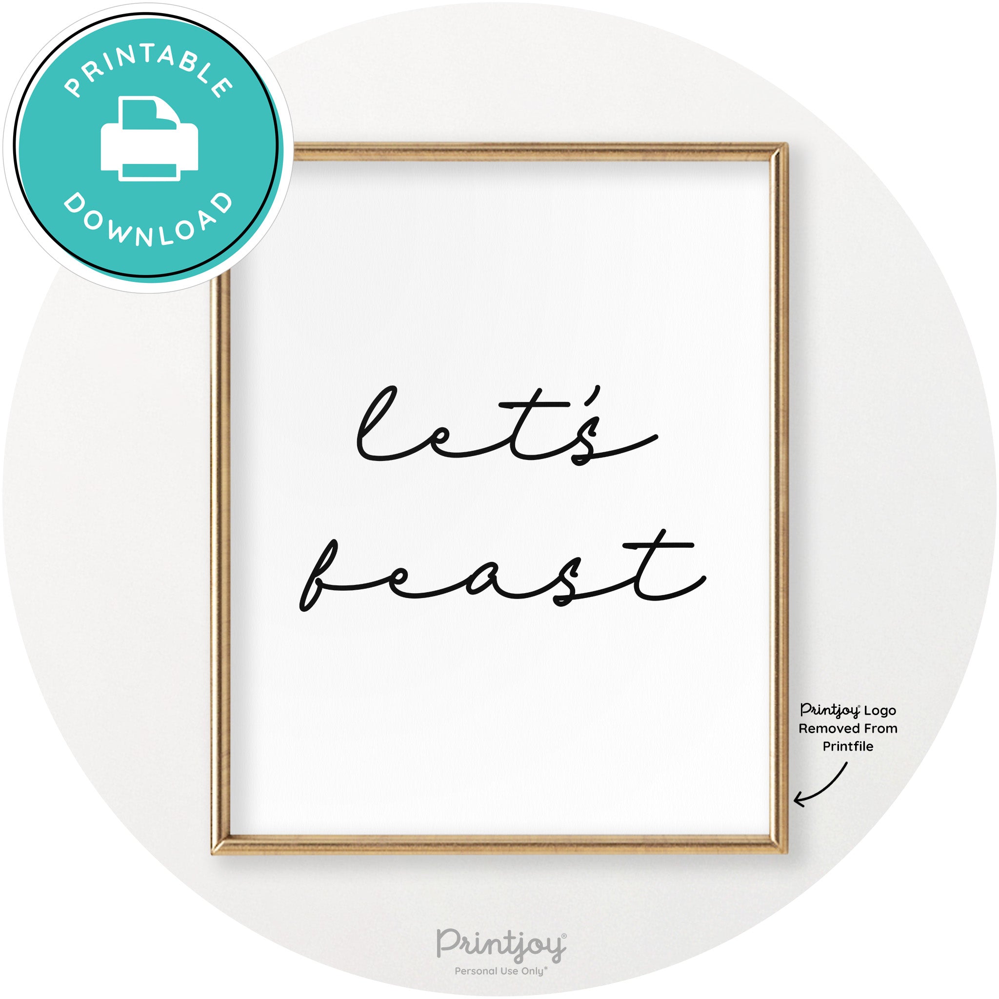 Let's Feast Cute Thanksgiving Modern Chic Wall Art Printable - Printjoy