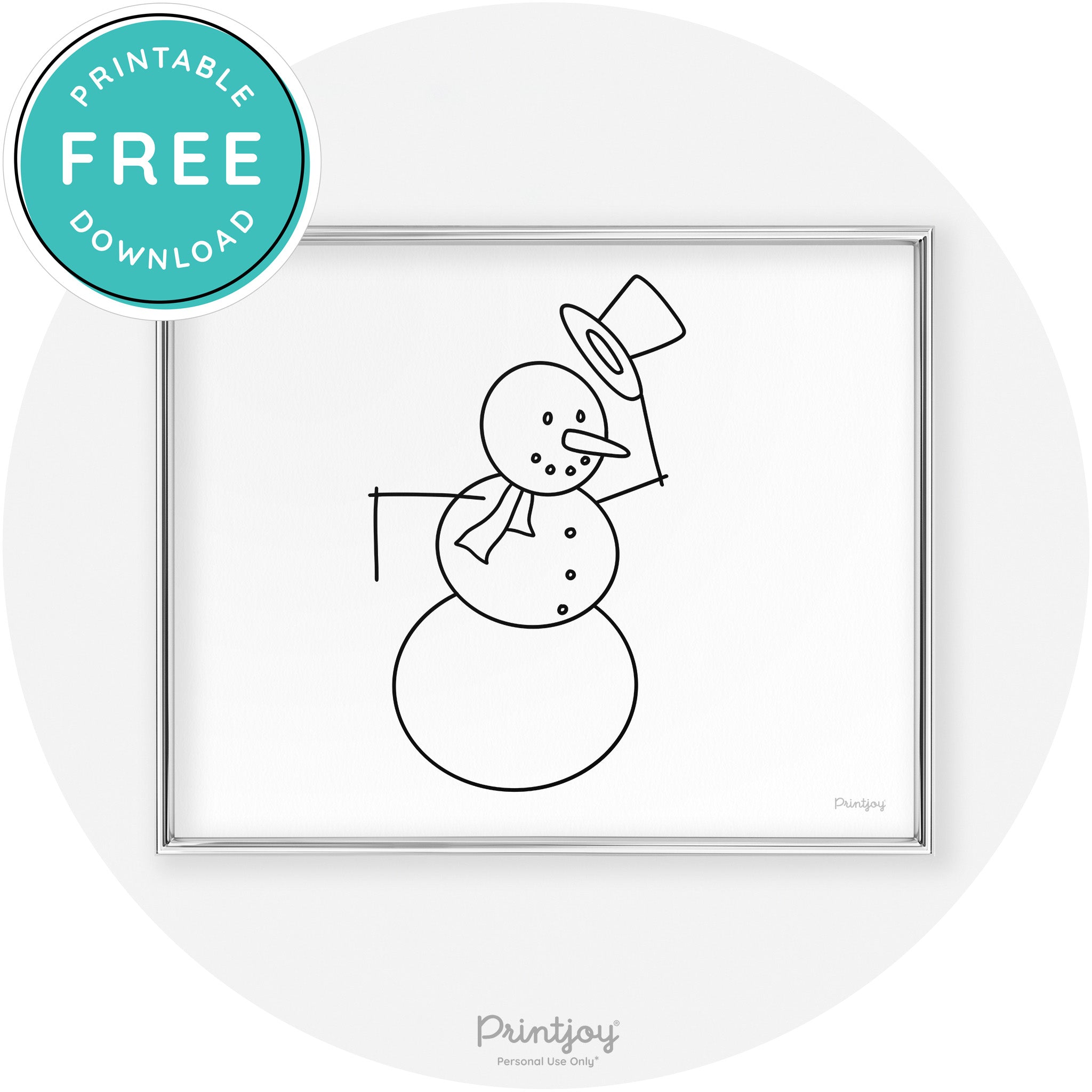 Snowman Line Art Cute Winter Modern Chic Wall Art Free Printable - Printjoy