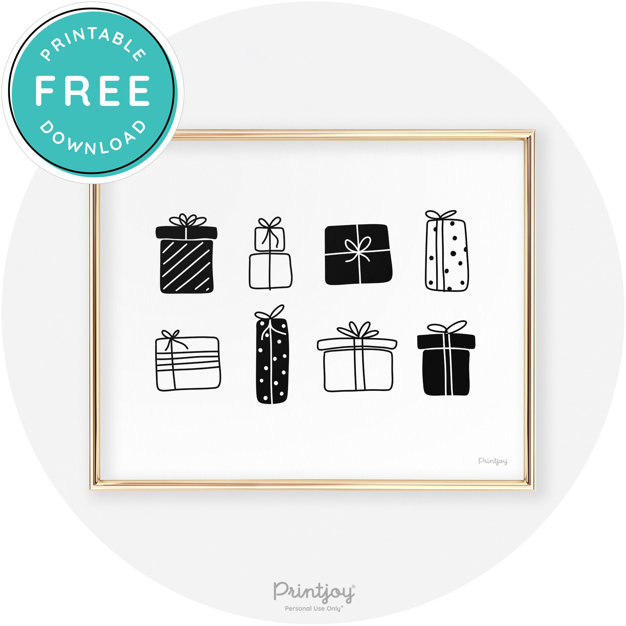 Presents Christmas Gifts Cute Modern Chic Wall Art Free Printable - Printjoy