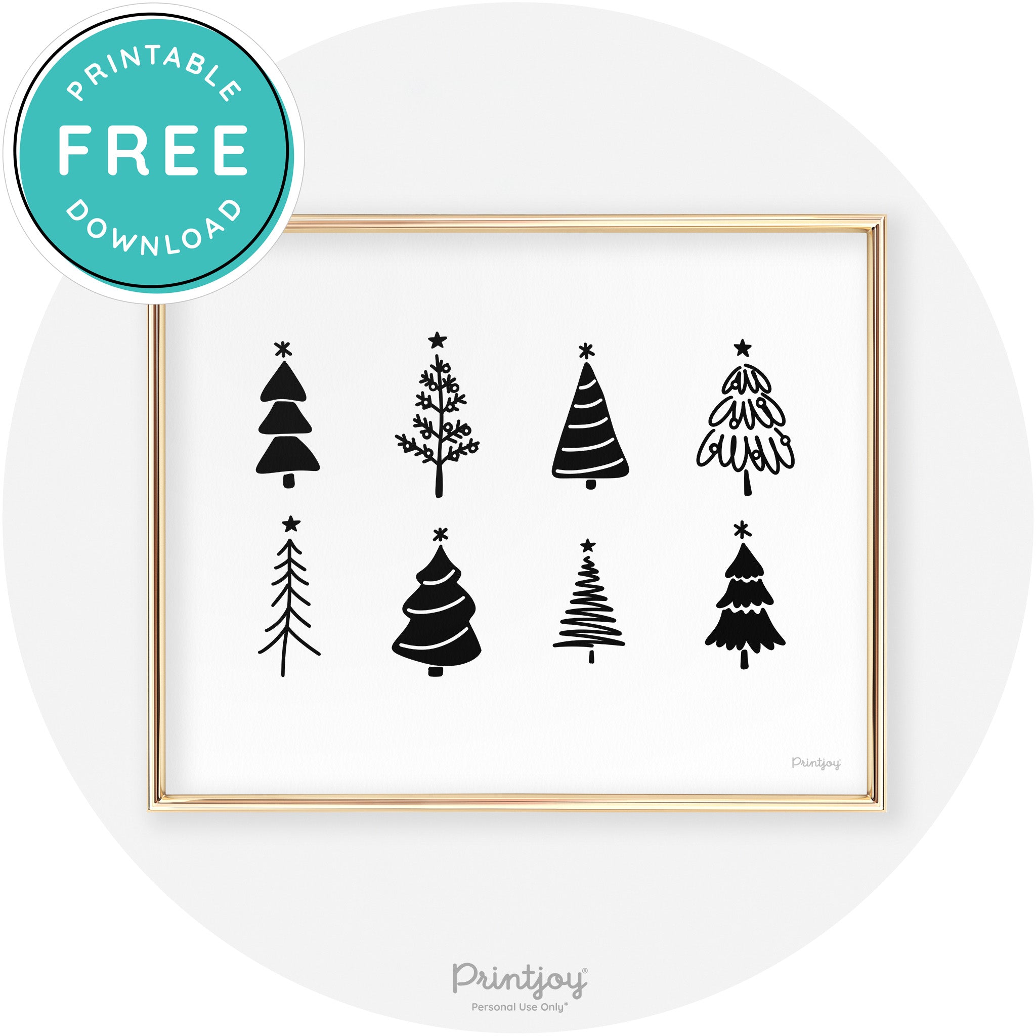 Christmas Trees Cute Modern Chic Wall Art Decor Free Printable - Printjoy