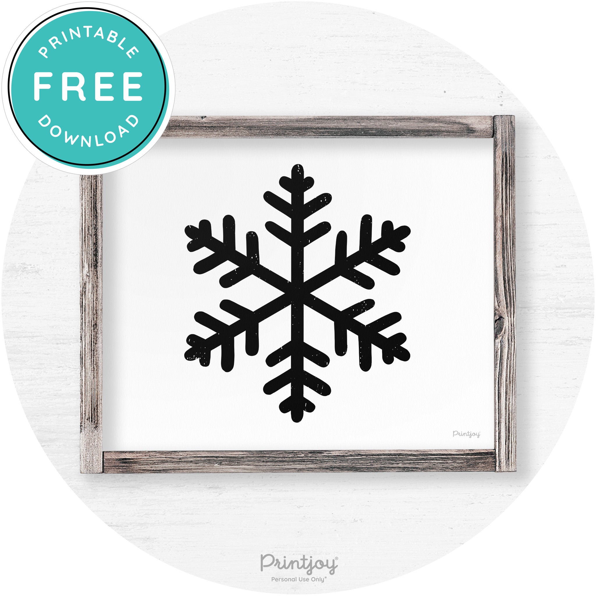 Snowflake Silhouette Winter Farmhouse Wall Art Decor Free Printable - Printjoy