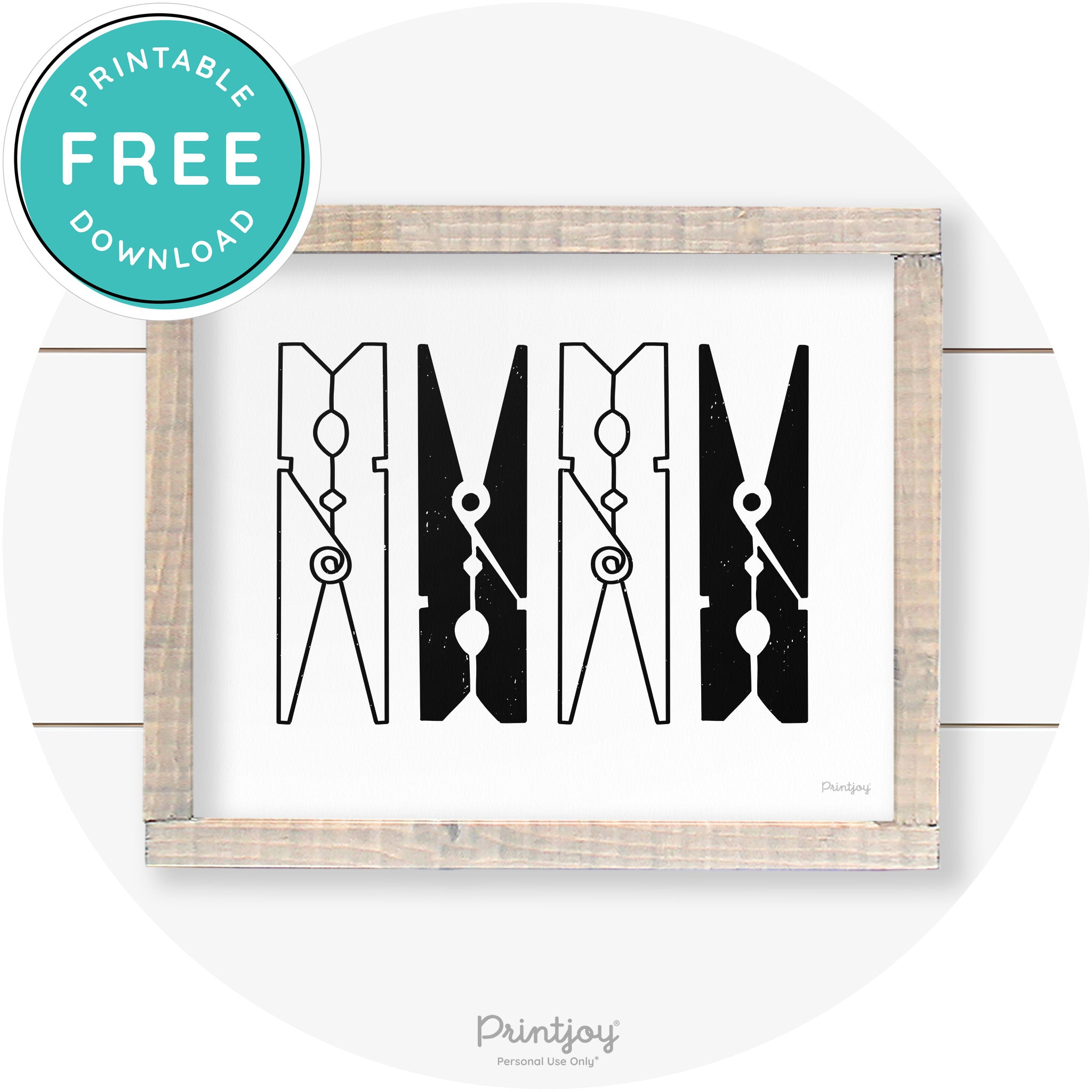 Clothespins Cute Laundry Room Farmhouse Wall Art Free Printable - Printjoy