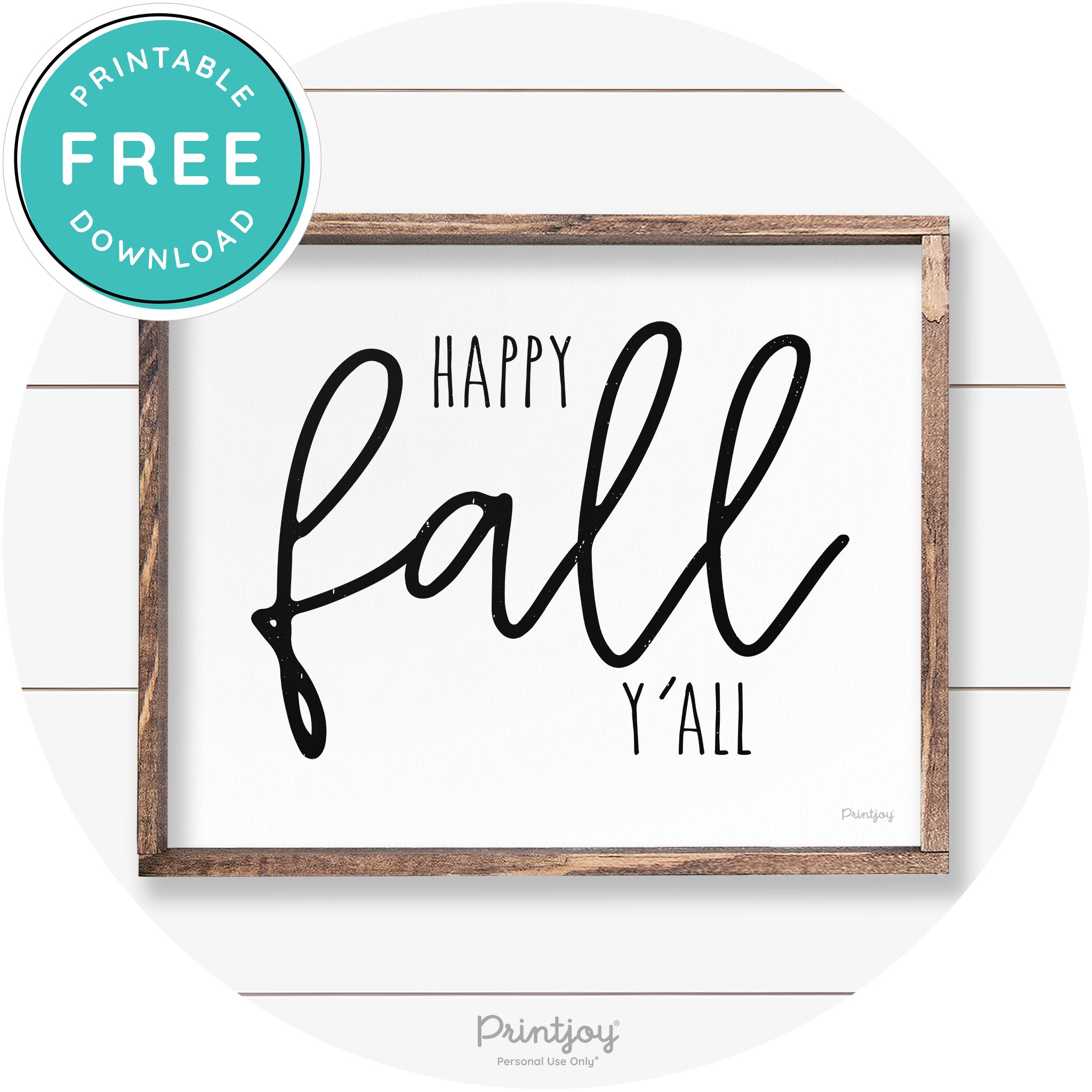 Happy Fall Y'all Cute Farmhouse Autumn Wall Art Decor Free Printable - Printjoy