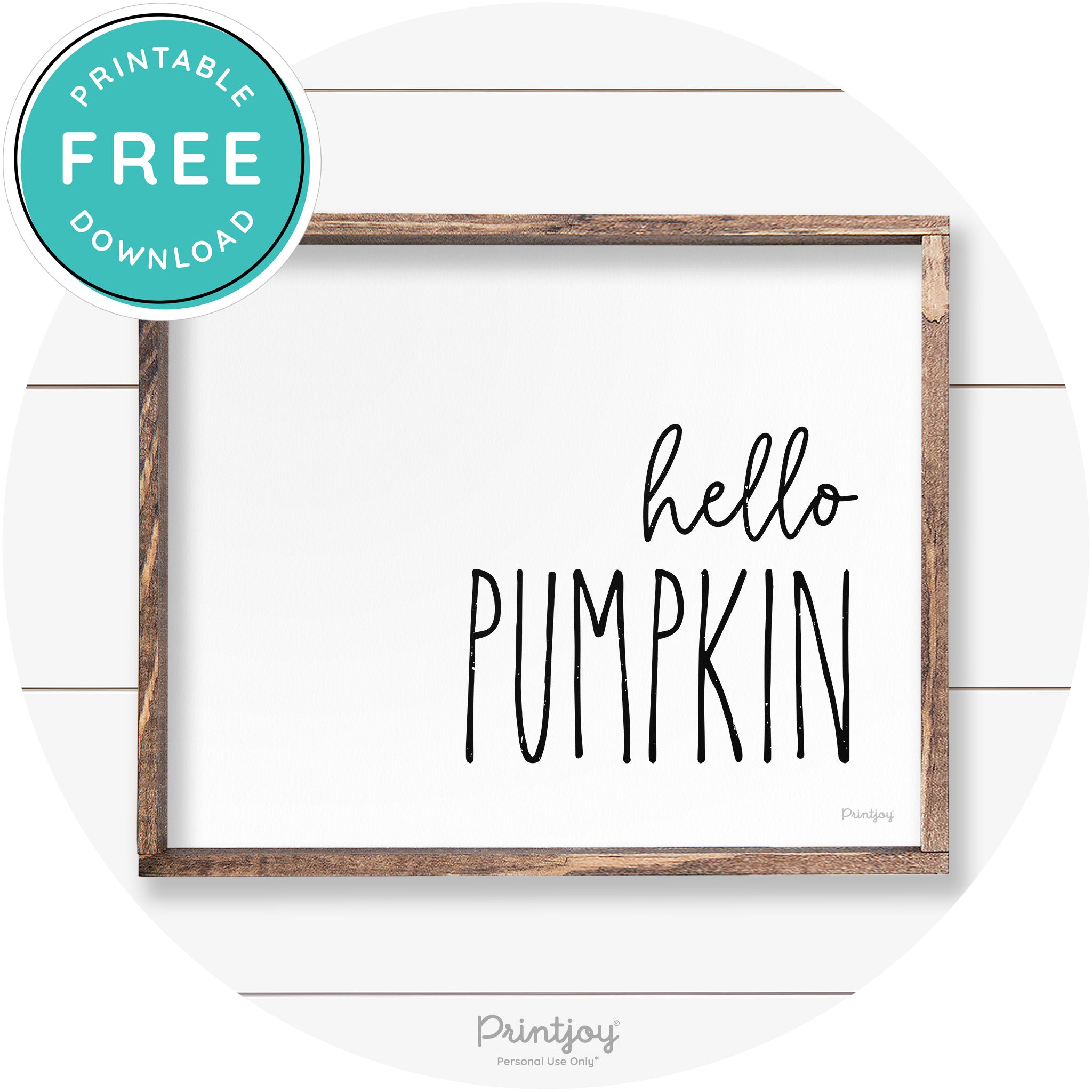 Hello Pumpkin Cute Fun Simple Farmhouse Wall Art Free Printable - Printjoy