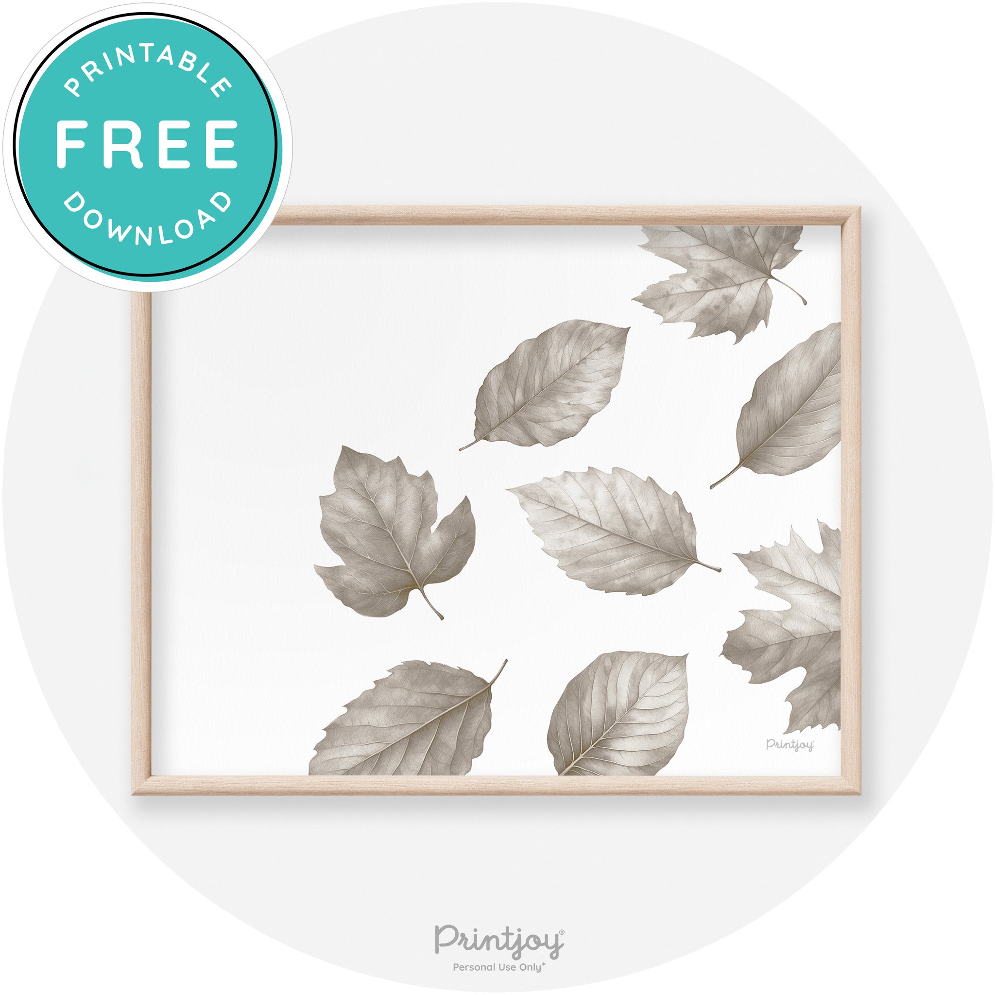 Fall Leaves Neutral Watercolor Transitional Wall Art Free Printable