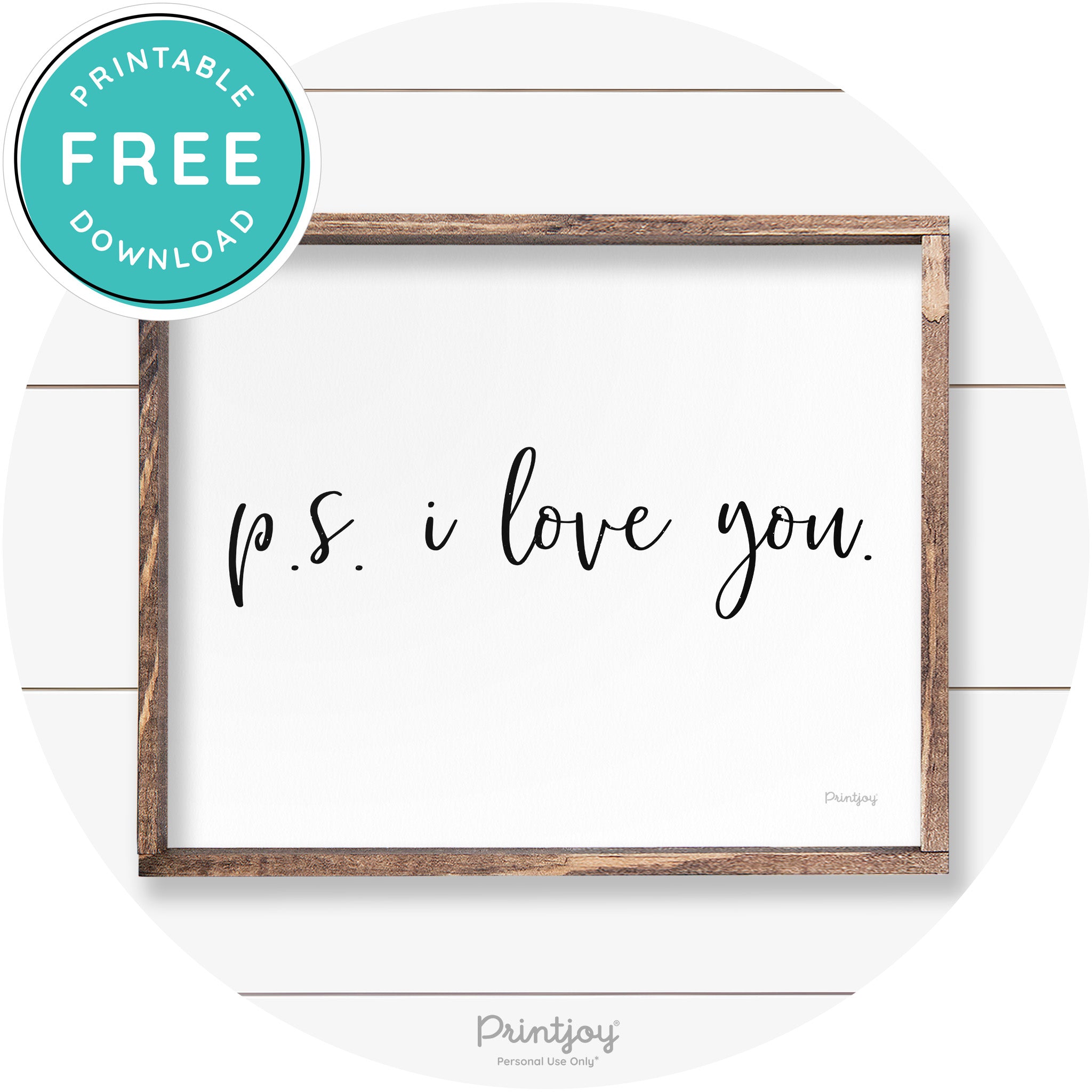 P.S. I Love You Cute Couples Farmhouse Wall Art Decor Free Printable - Printjoy