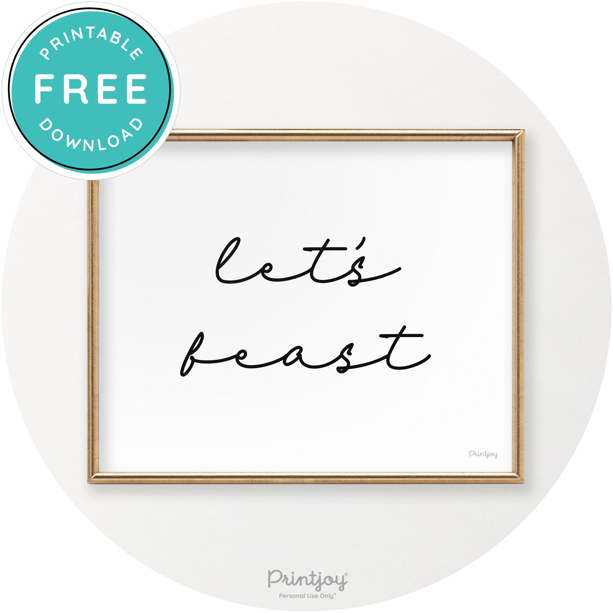 Let's Feast Cute Thanksgiving Modern Chic Wall Art Printable - Printjoy
