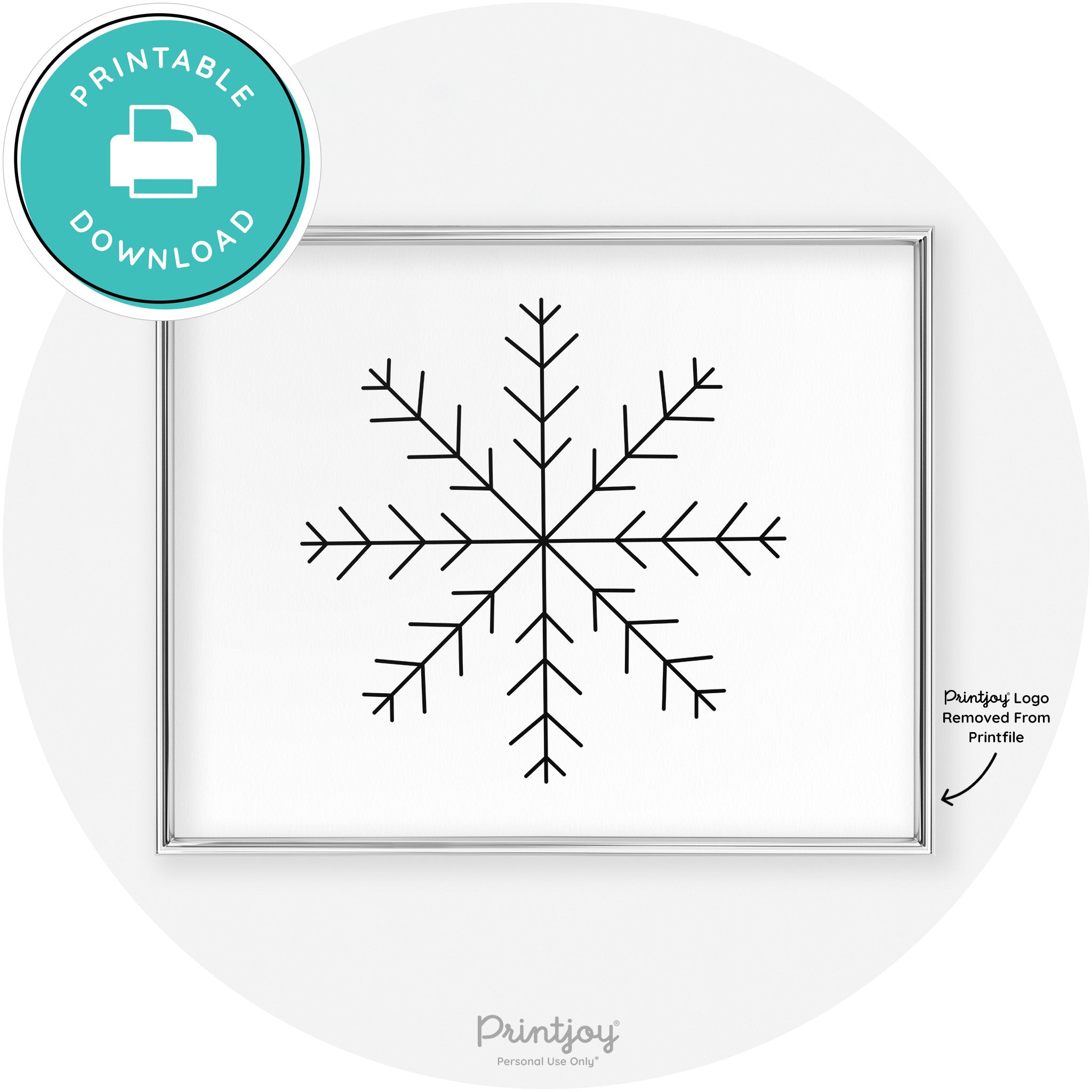 Snowflake Line Art Cute Winter Modern Chic Wall Art Free Printable - Printjoy