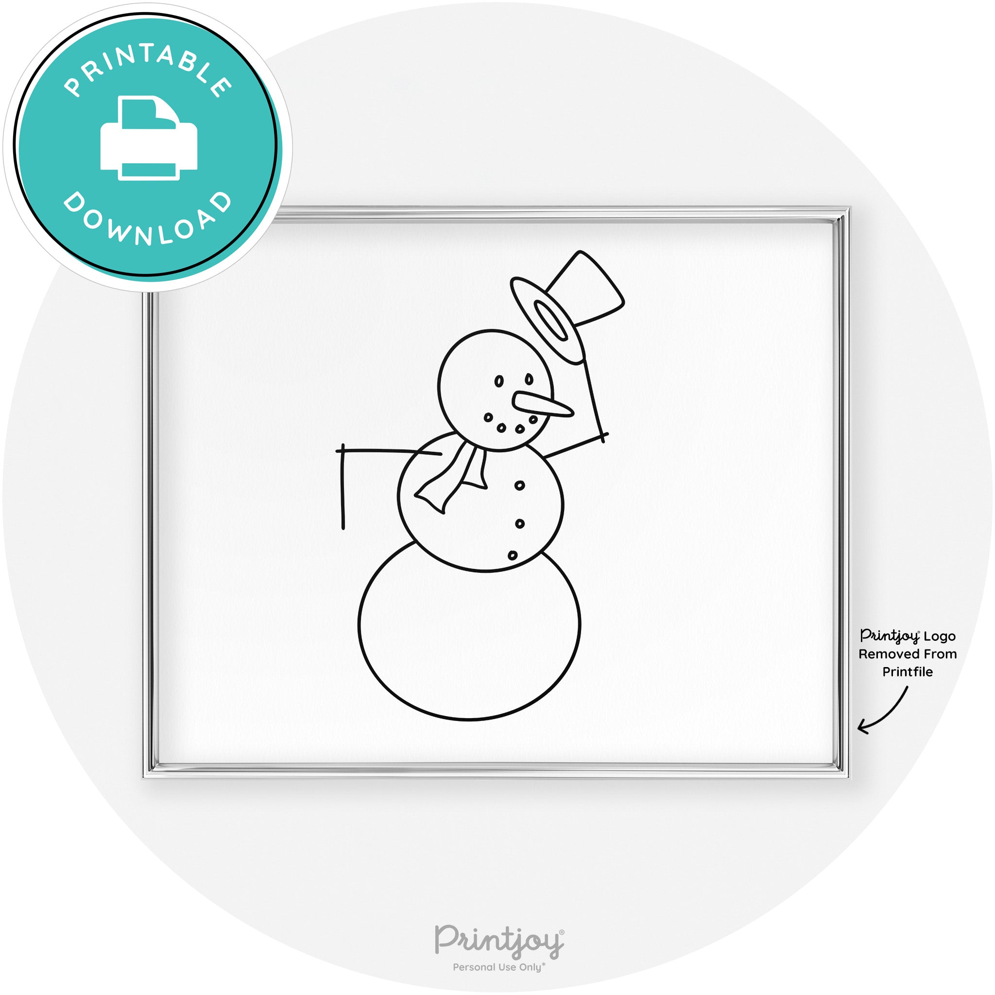 Snowman Line Art Cute Winter Modern Chic Wall Art Free Printable - Printjoy