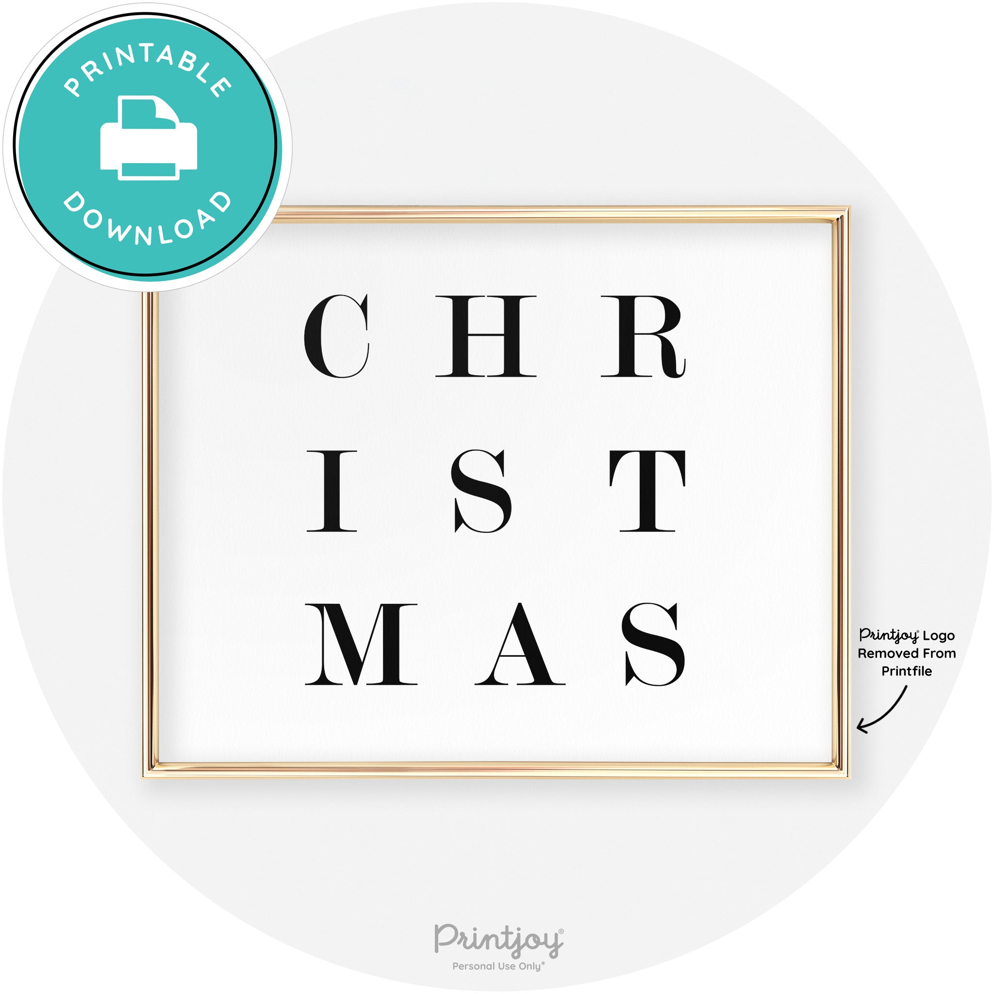 Christmas Typography Cute Modern Chic Decor Wall Art Free Printable - Printjoy