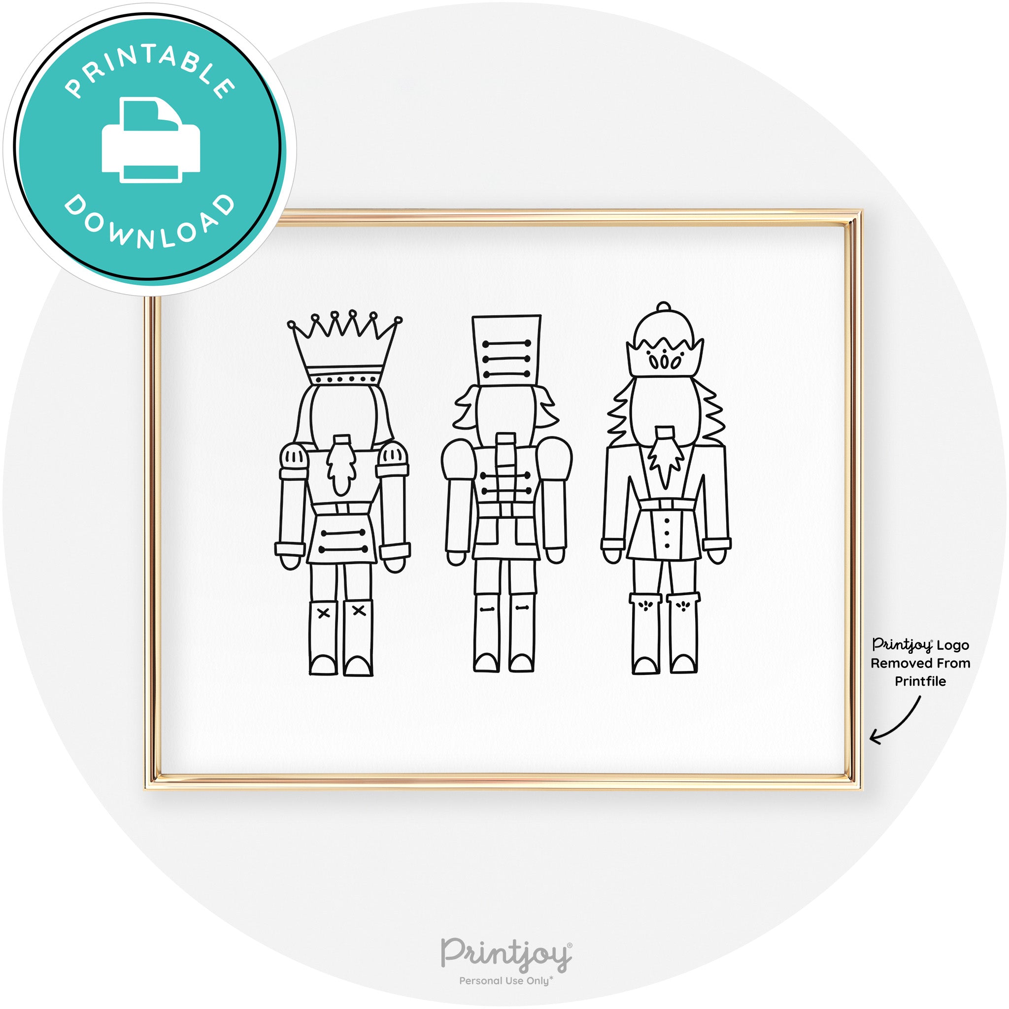 Nutcrackers Line Art Cute Modern Chic Wall Art Decor Free Printable - Printjoy