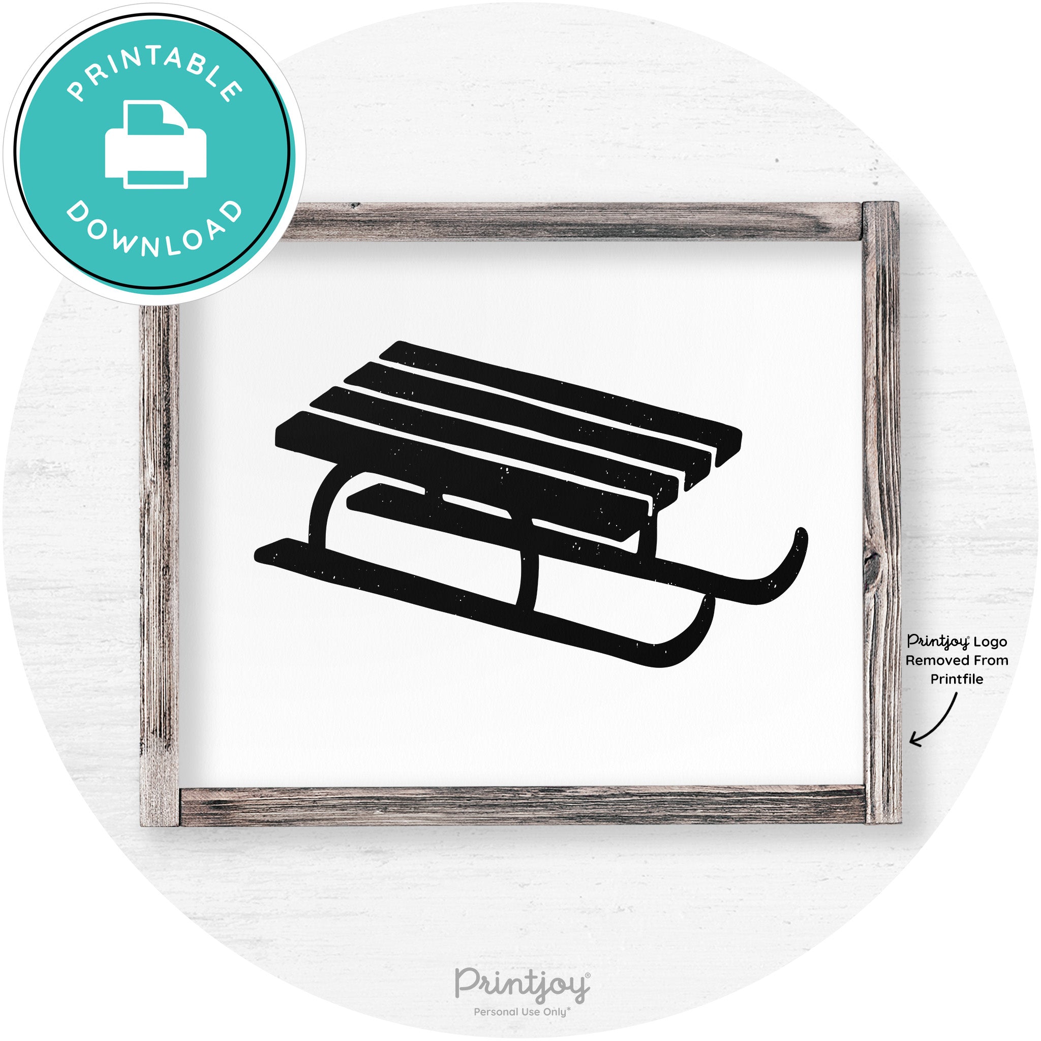 Winter Old Fashioned Sled Rustic Farmhouse Wall Art Free Printable - Printjoy