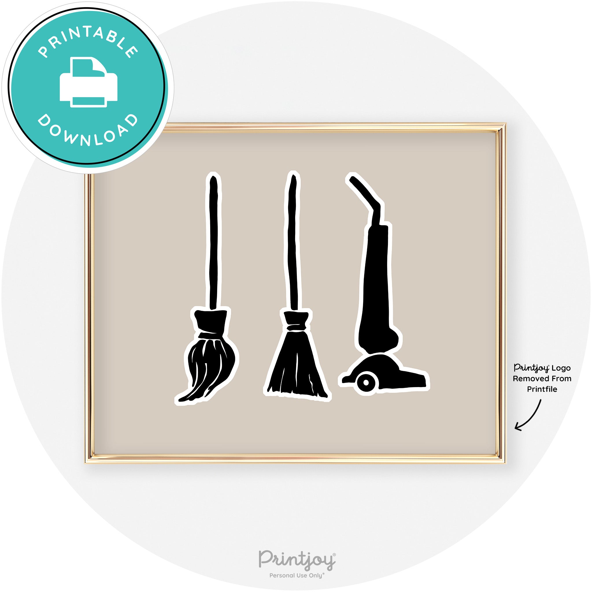 Witch Brooms Fun Cute Chic Halloween Wall Art Decor Free Printable - Printjoy