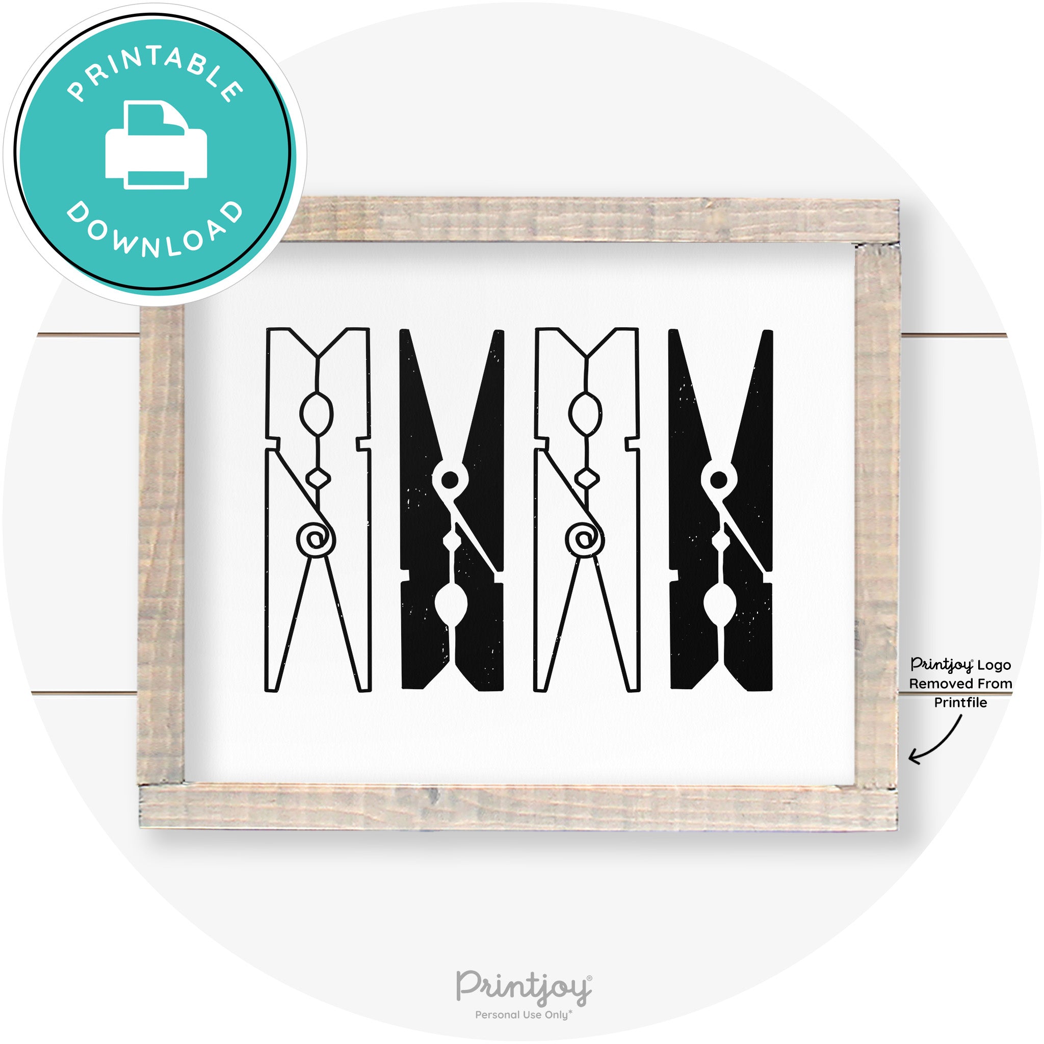 Clothespins Cute Laundry Room Farmhouse Wall Art Free Printable - Printjoy