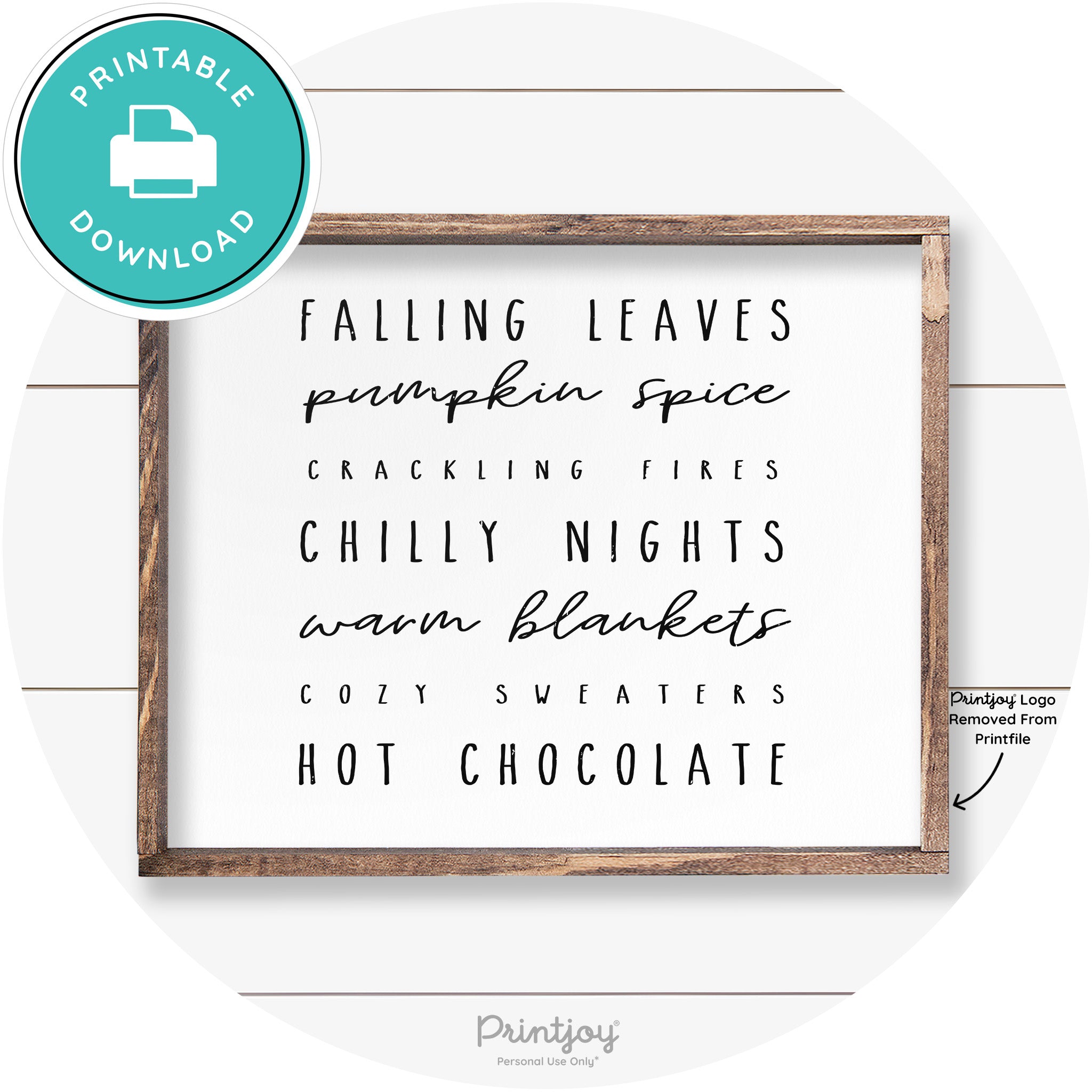 Fall Favorite Things Cute Farmhouse Autumn Wall Art Free Printable - Printjoy