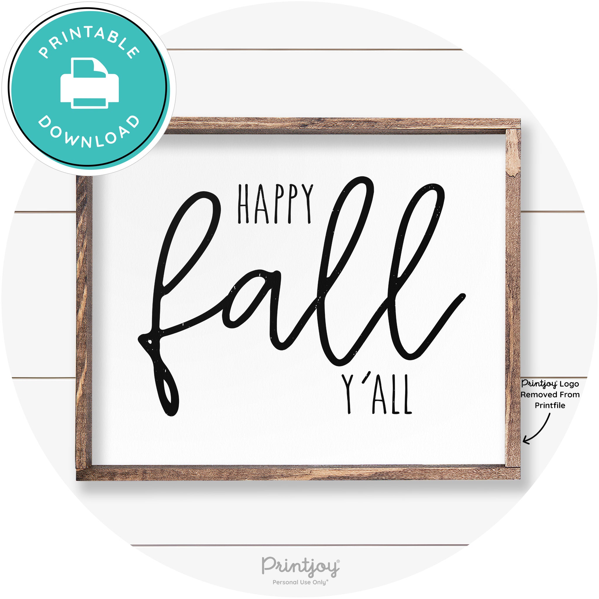 Happy Fall Y'all Cute Farmhouse Autumn Wall Art Decor Free Printable - Printjoy