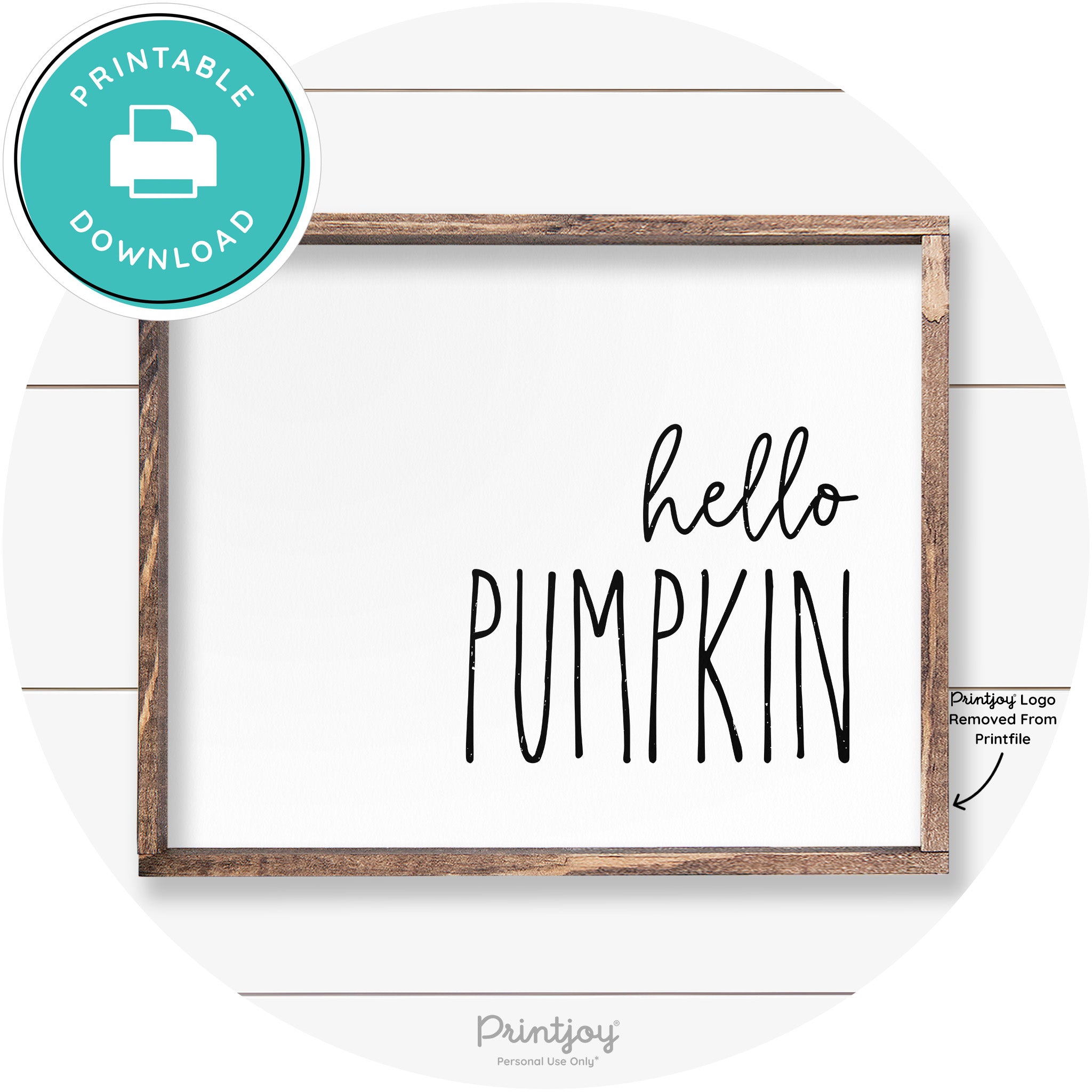 Hello Pumpkin Cute Fun Simple Farmhouse Wall Art Free Printable - Printjoy