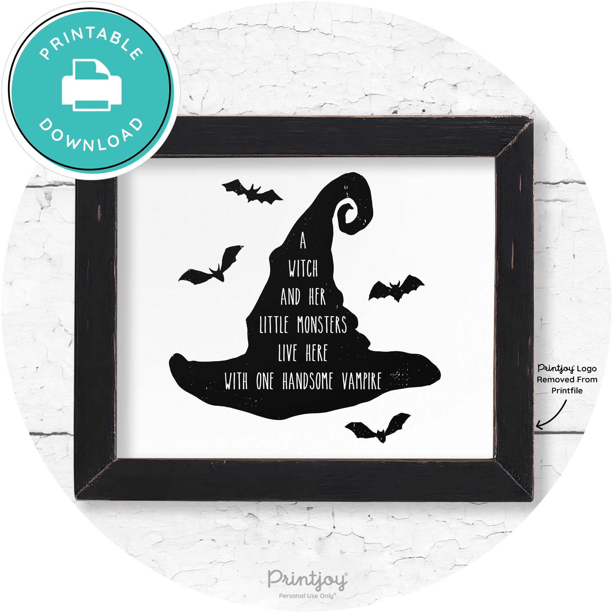 Fun Halloween Family Farmhouse Witch Hat Wall Art Free Printable - Printjoy