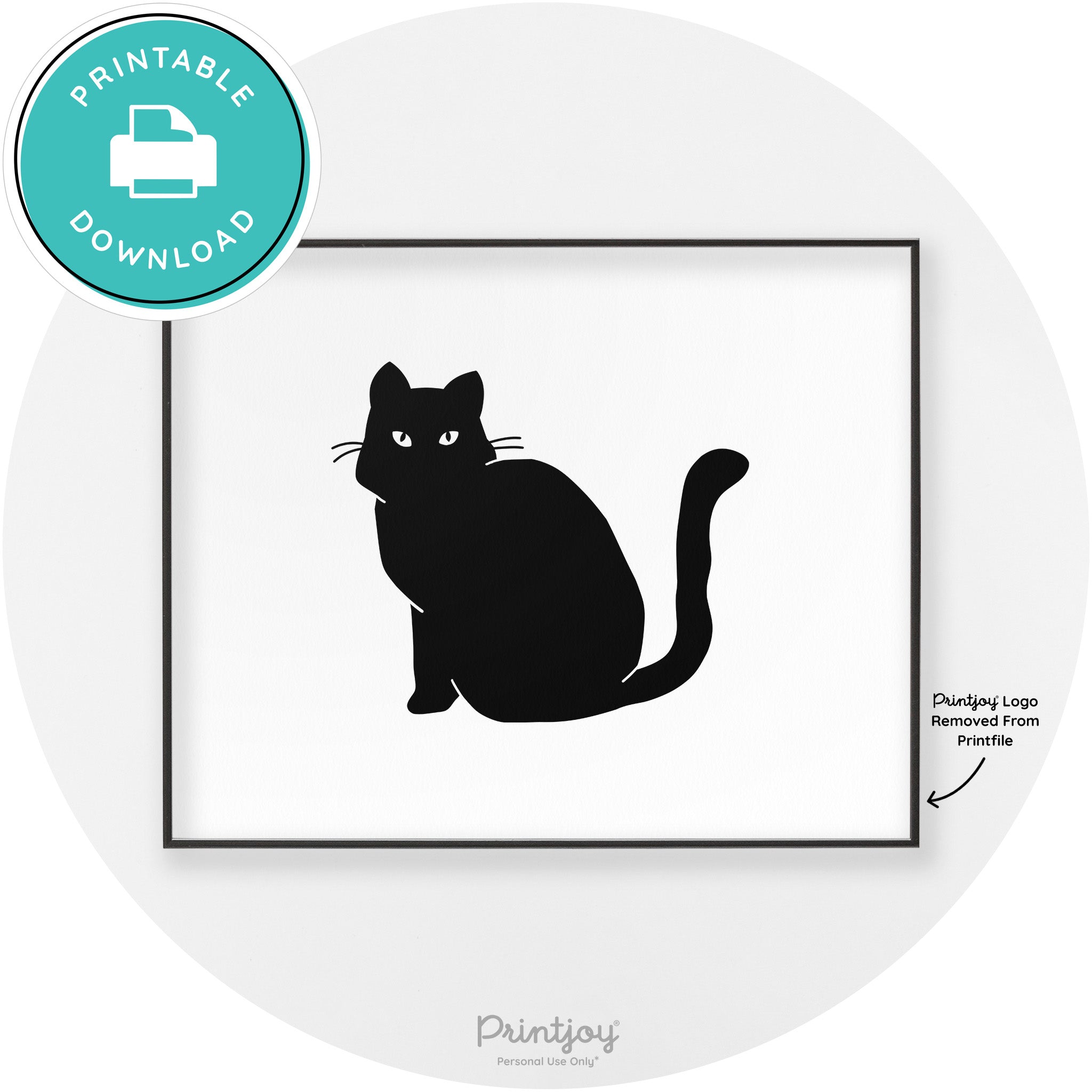 Halloween Spooky Cat Modern Chic Wall Art Decor Printable - Printjoy
