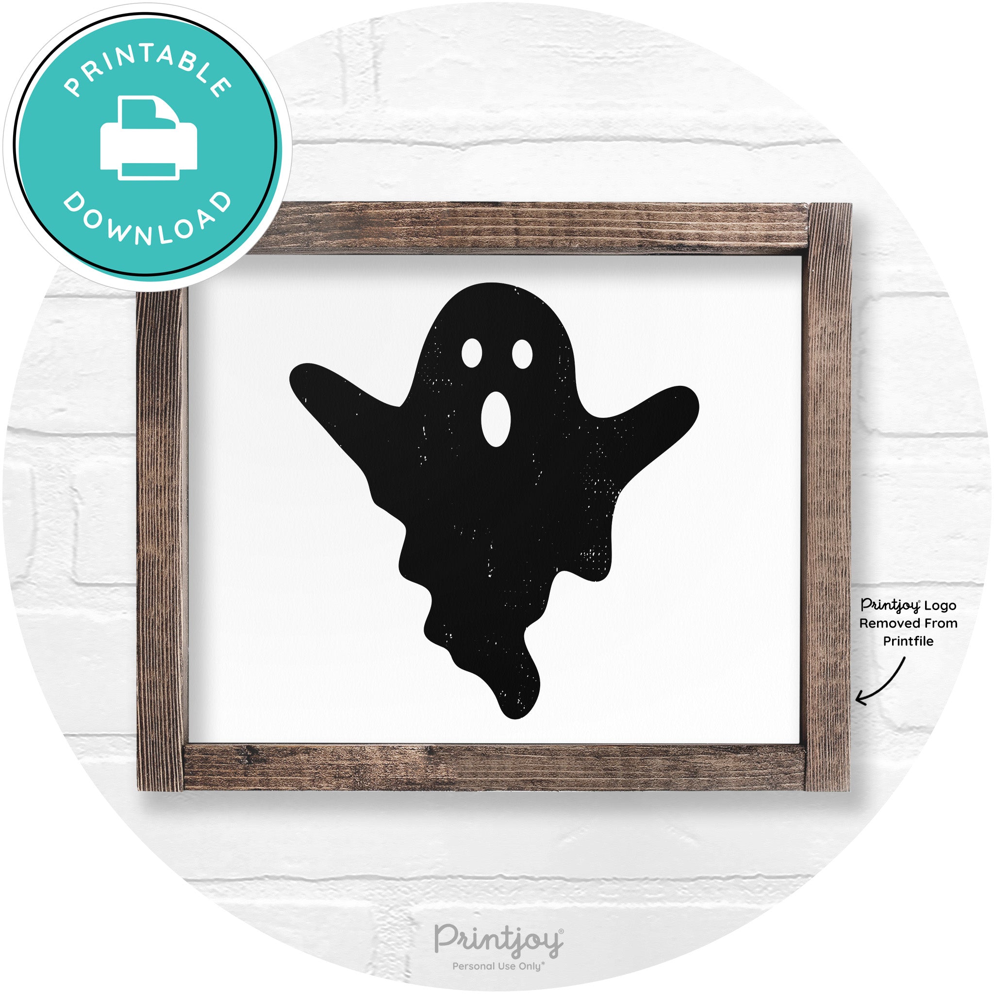 Halloween Cute Ghost Rustic Farmhouse Wall Art Free Printable - Printjoy