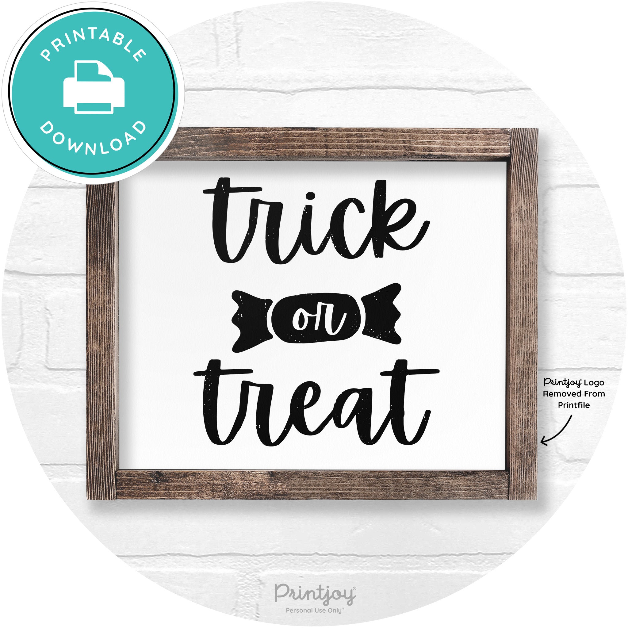 Trick Or Treat Halloween Rustic Farmhouse Wall Art Free Printable - Printjoy