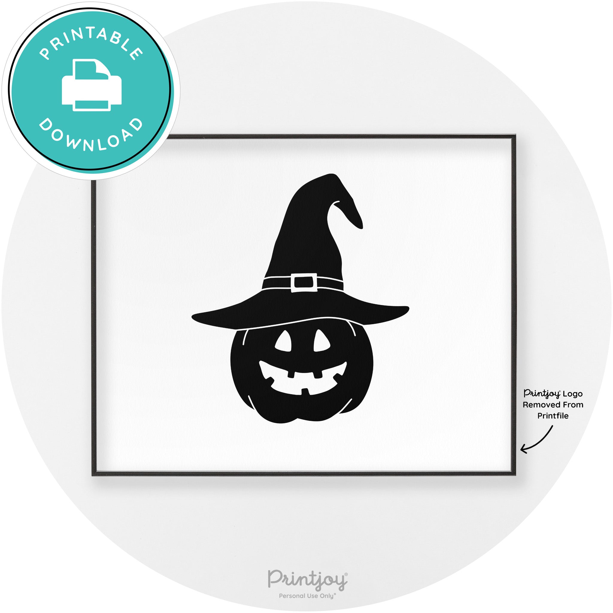 Halloween Cute Witch Jack O Lantern Chic Wall Art Printable - Printjoy