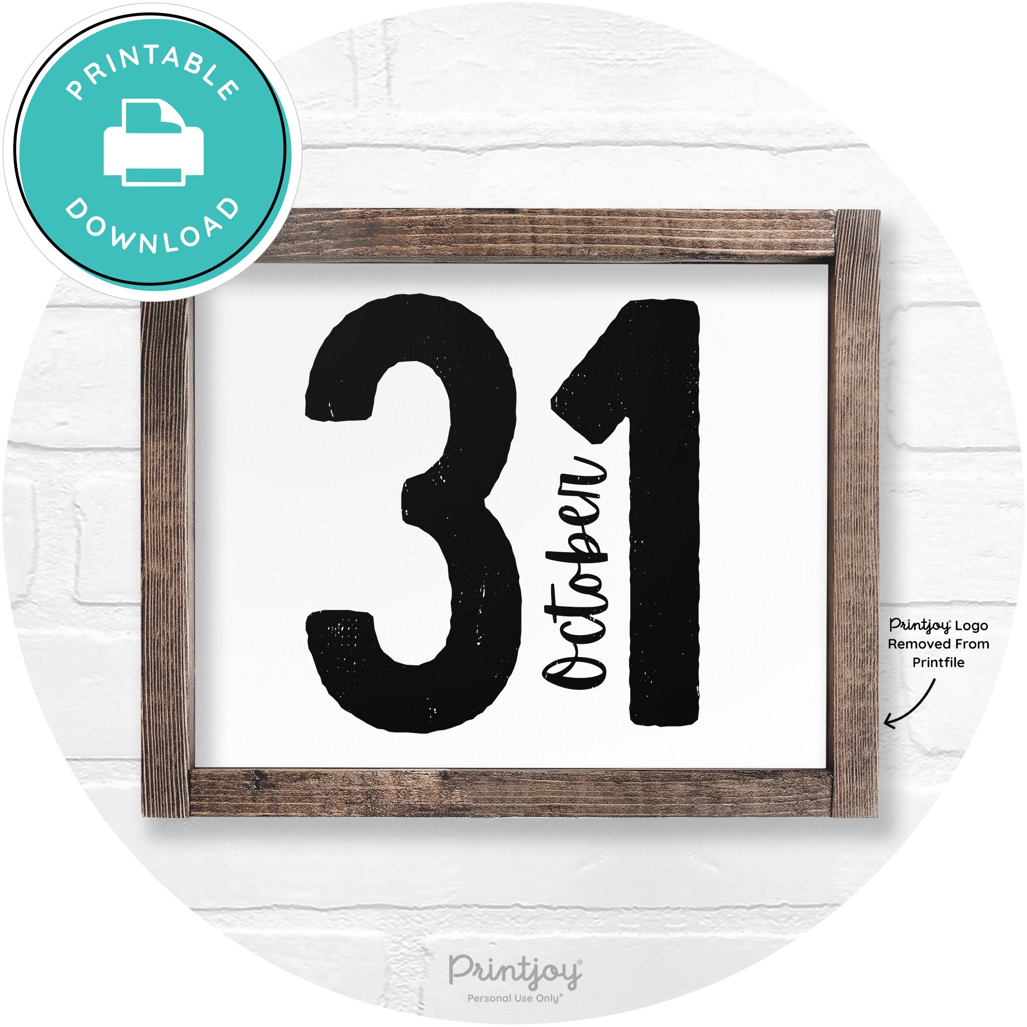 October 31 Halloween Rustic Farmhouse Wall Art Free Printable - Printjoy