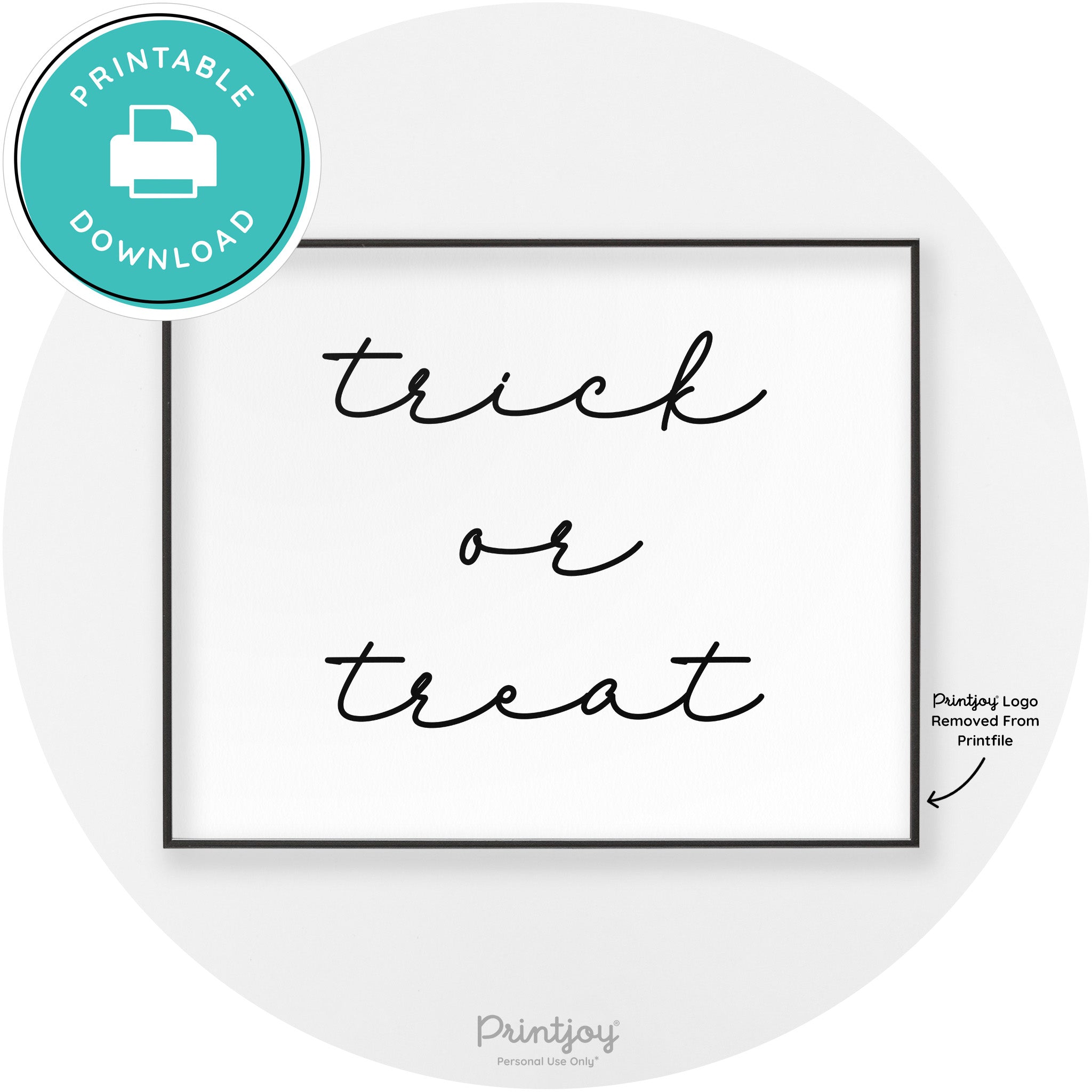 Halloween Cute Trick Or Treat Modern Chic Wall Art Printable - Printjoy