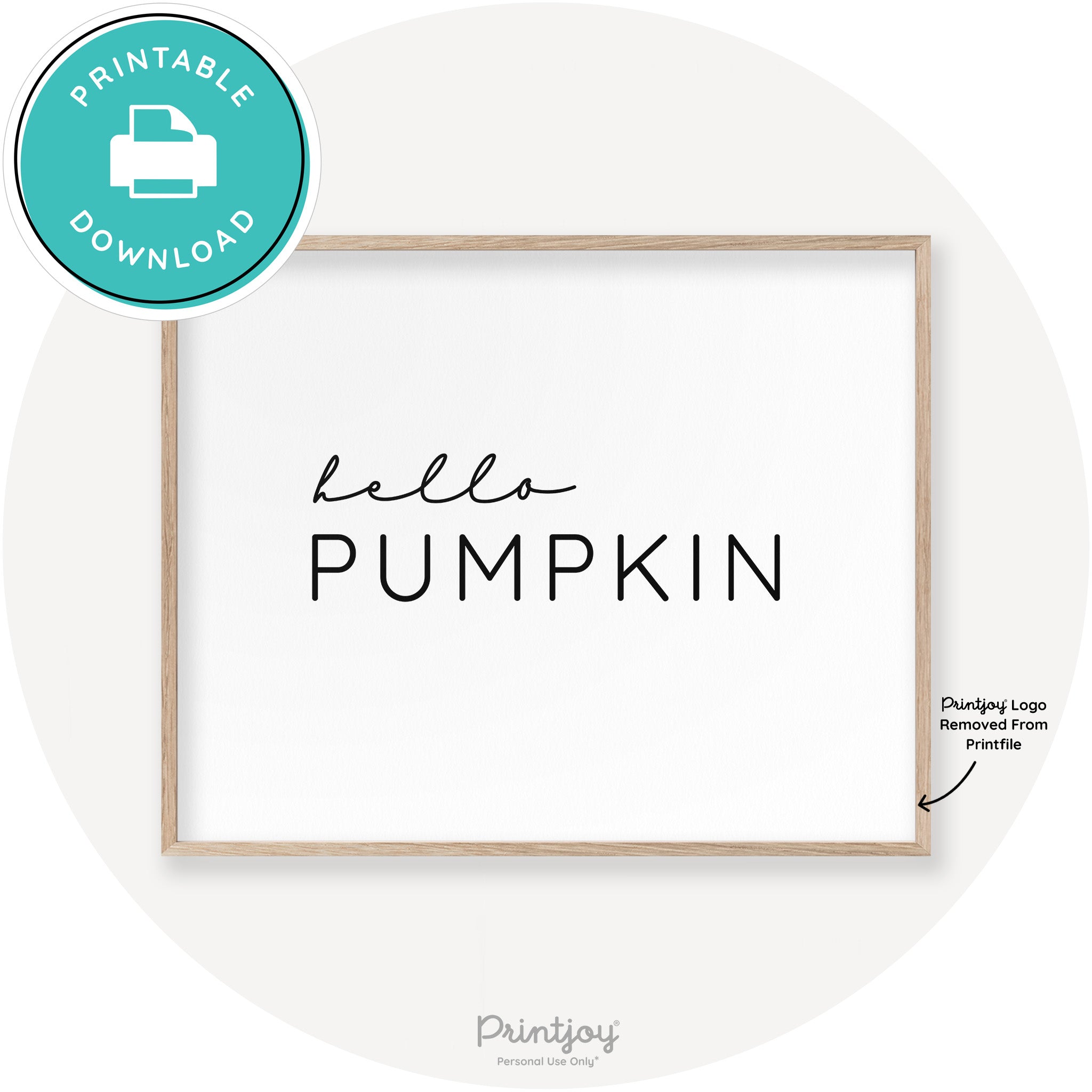 Hello Pumpkin Simple Cute Modern Chic Decor Wall Art Printable - Printjoy