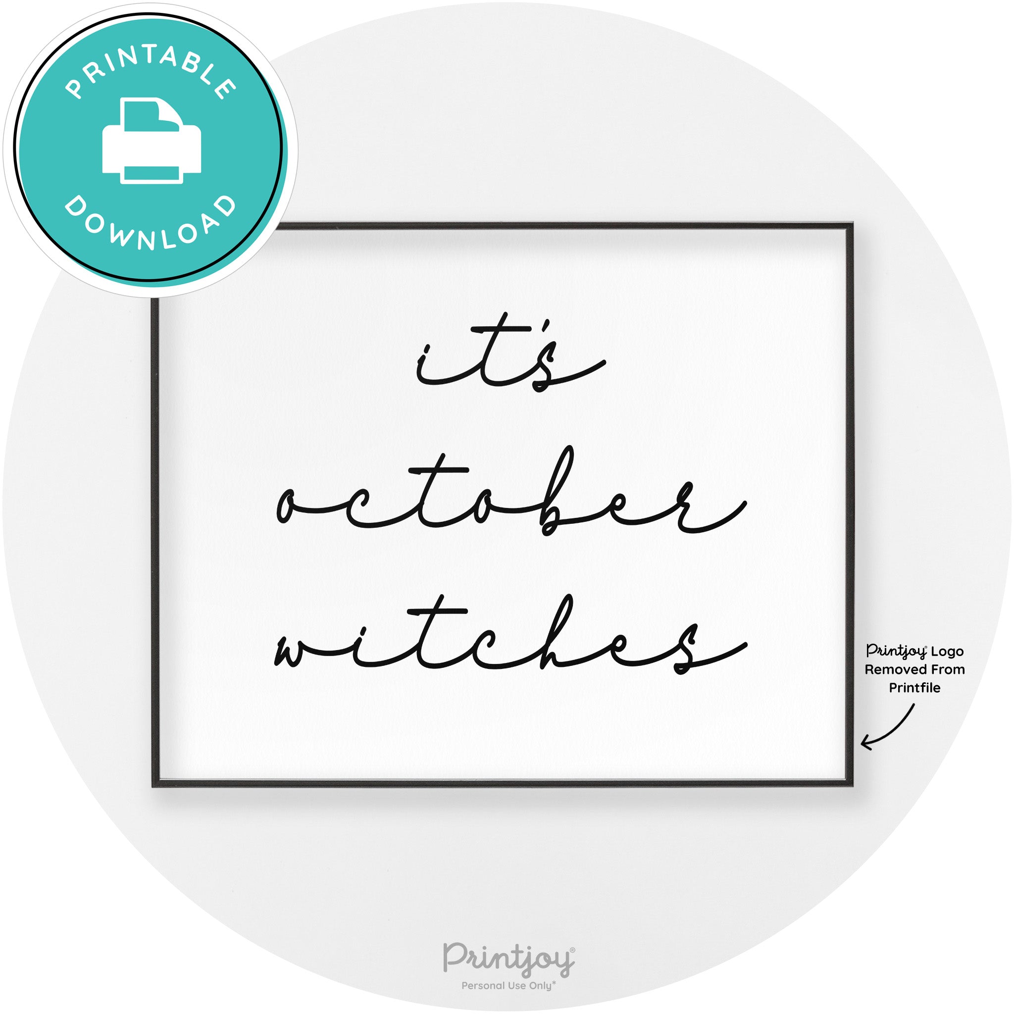 It's October Witches Funny Halloween Chic Wall Art Free Printable - Printjoy
