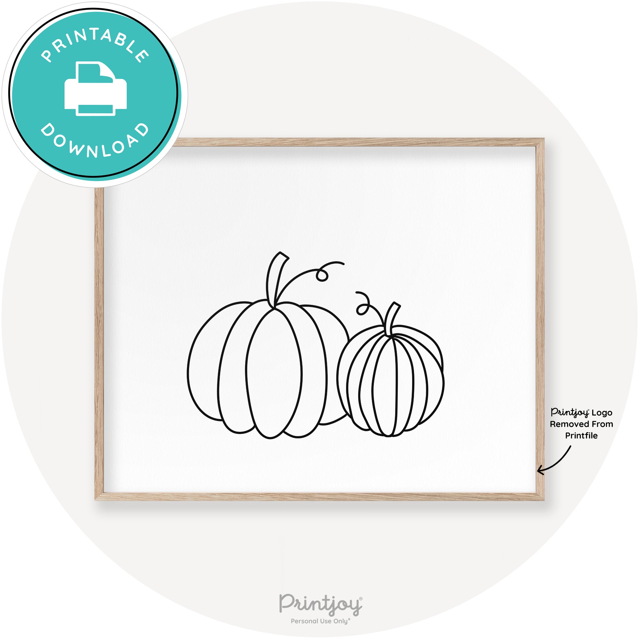 Pumpkin Pair Line Art Cute Fall Modern Chic Wall Art Printable - Printjoy