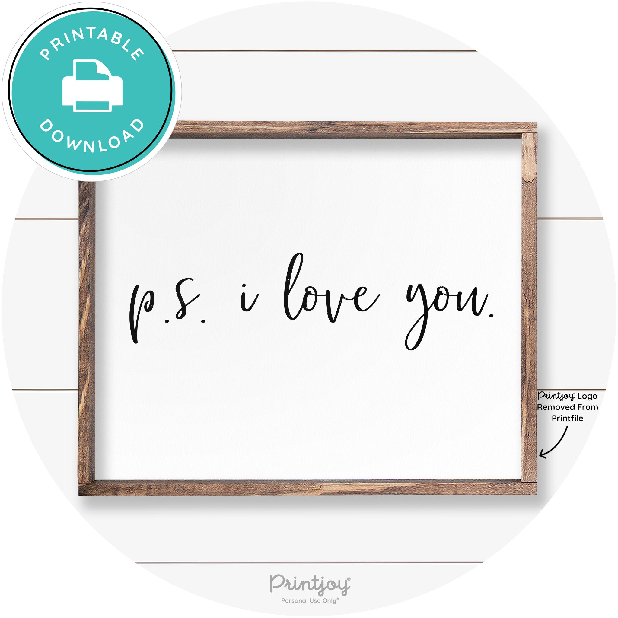 P.S. I Love You Cute Couples Farmhouse Wall Art Decor Free Printable - Printjoy