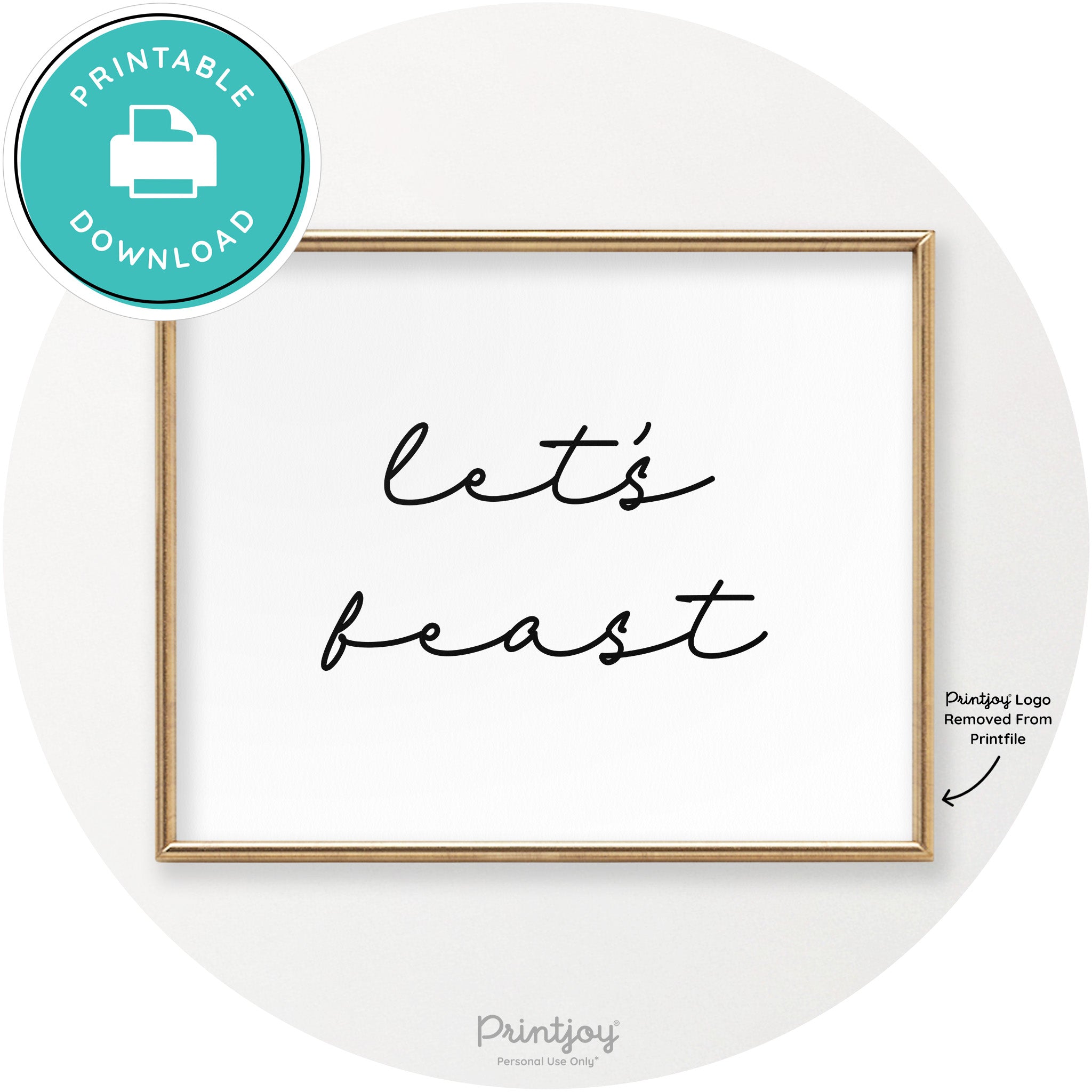 Let's Feast Cute Thanksgiving Modern Chic Wall Art Printable - Printjoy