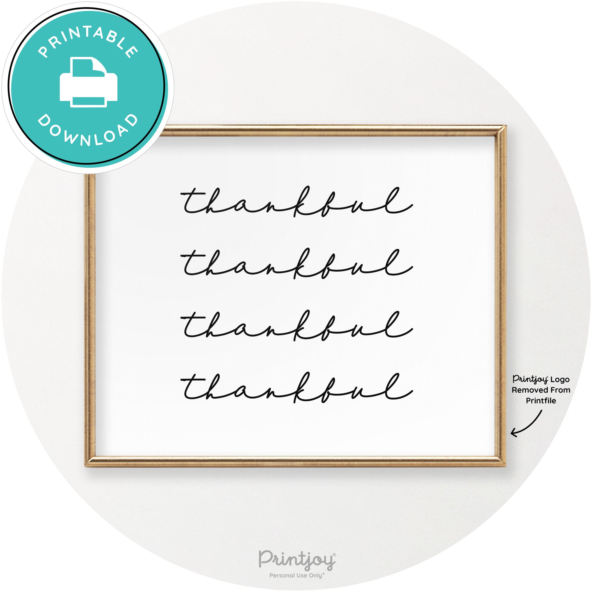 Thankful Pattern Cute Thanksgiving Modern Chic Wall Art Printable - Printjoy