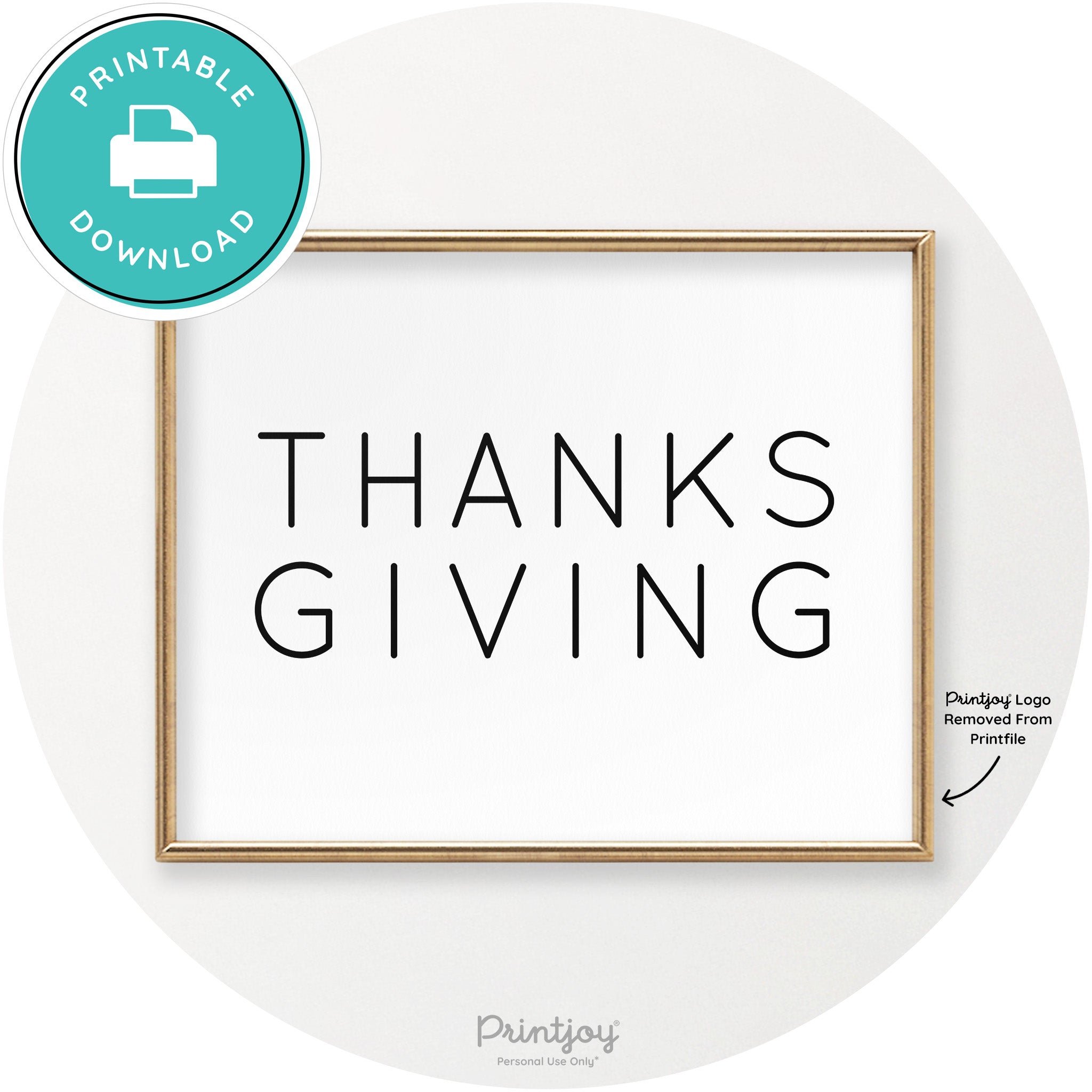 Thanksgiving Cute Typography Modern Chic Wall Art Printable - Printjoy